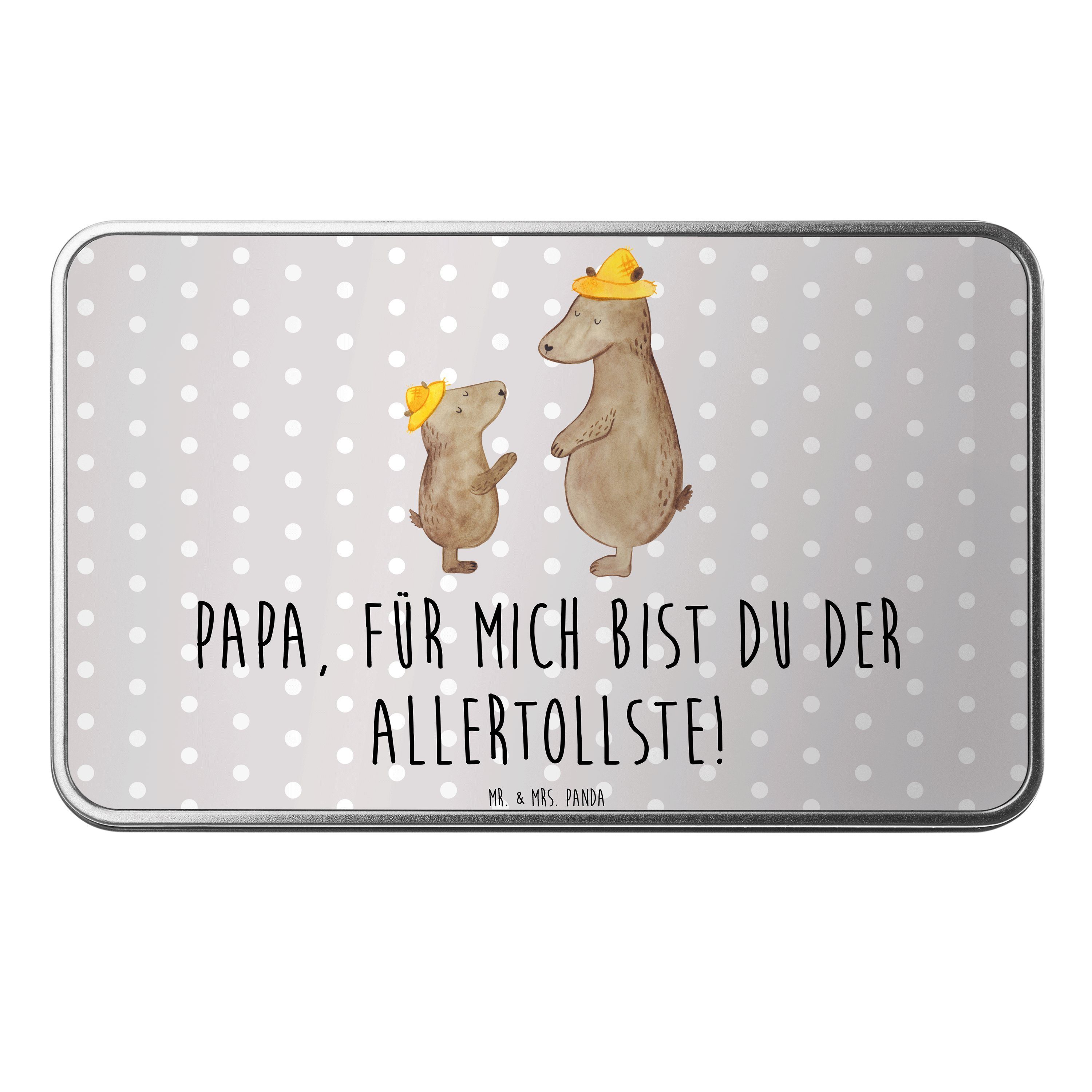 Mr. & Mrs. Panda Dose Bären mit Hut - Grau Pastell - Geschenk, Papi, Bruder, Döschen, Vater (1 St)