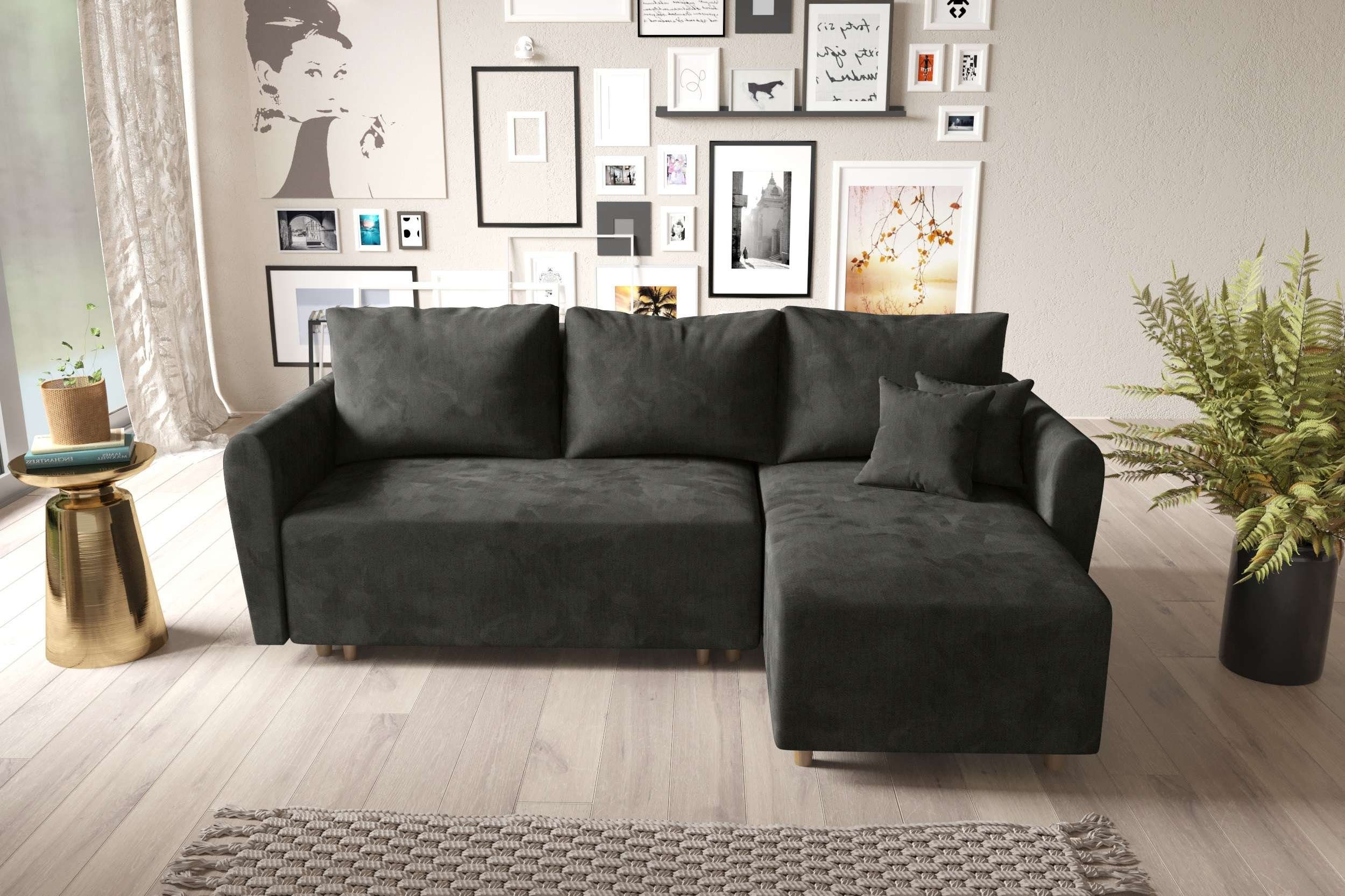 99rooms Ecksofa Bonna, L-Form, Eckcouch, mit Bettfunktion, Bettkasten, Ottomane links oder rechts bestellbar