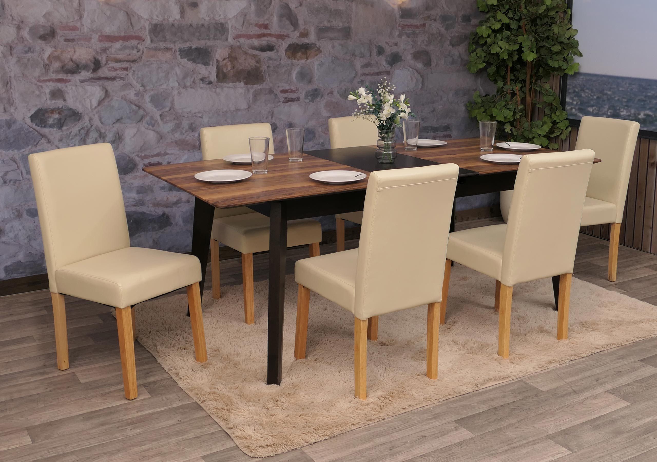MCW Esszimmerstuhl Littau-6 (Set, 6 St), 6er-Set, Hohe Rückenlehne, Rutschfest durch Kunststoff-Bodenschoner