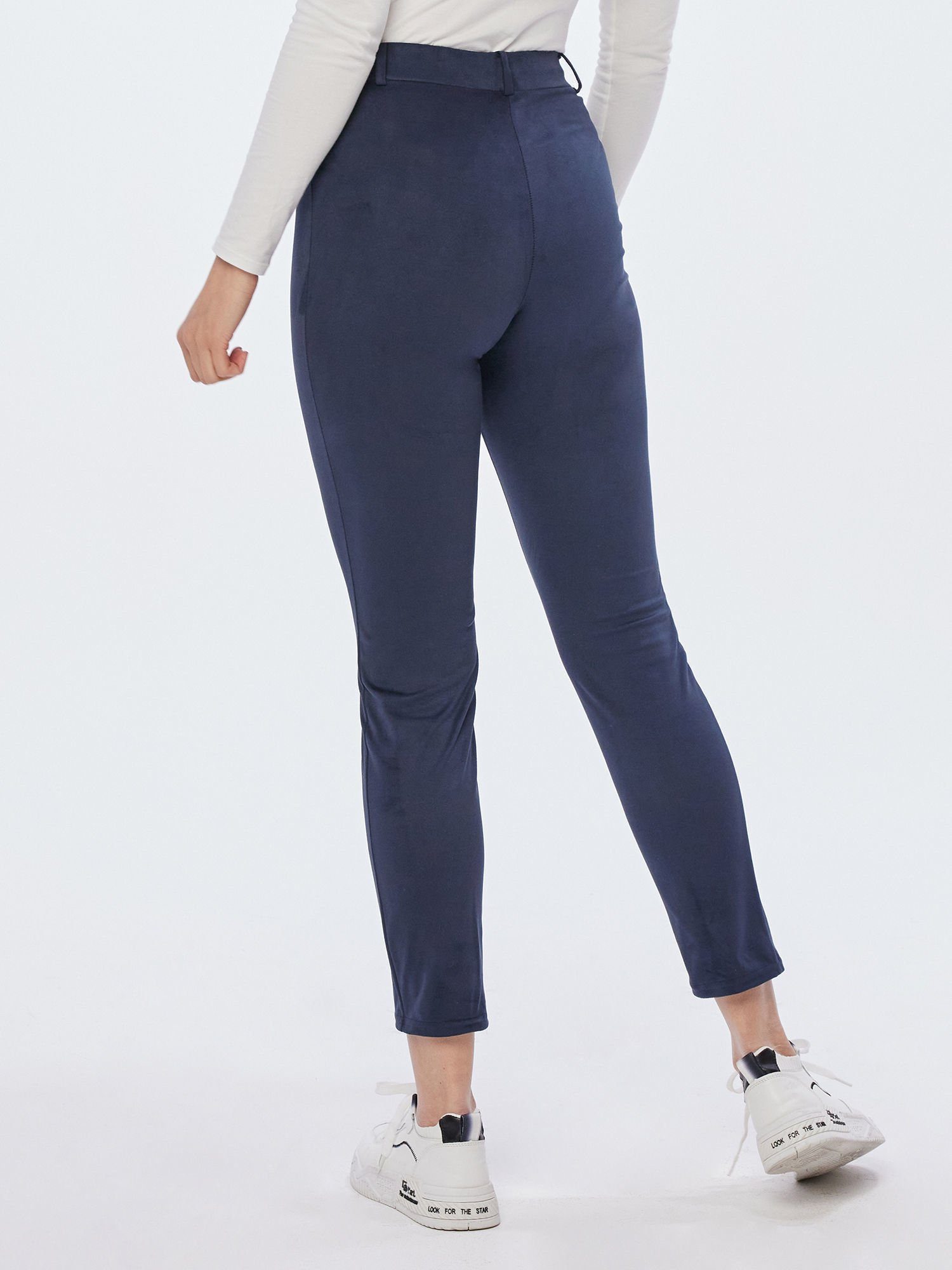 MONACO blue Lederimitathose Gürtelschlaufen Leggings navy mit elastisch