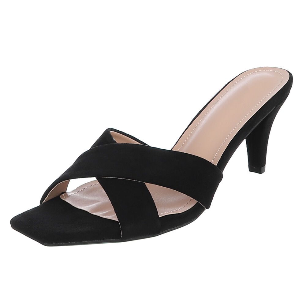Ital-Design Damen Mules Pumps mit Stilettoabsatz und Riemen Pantolette (91895858) Pfennig-/Stilettoabsatz Sandalen & Sandaletten in Schwarz