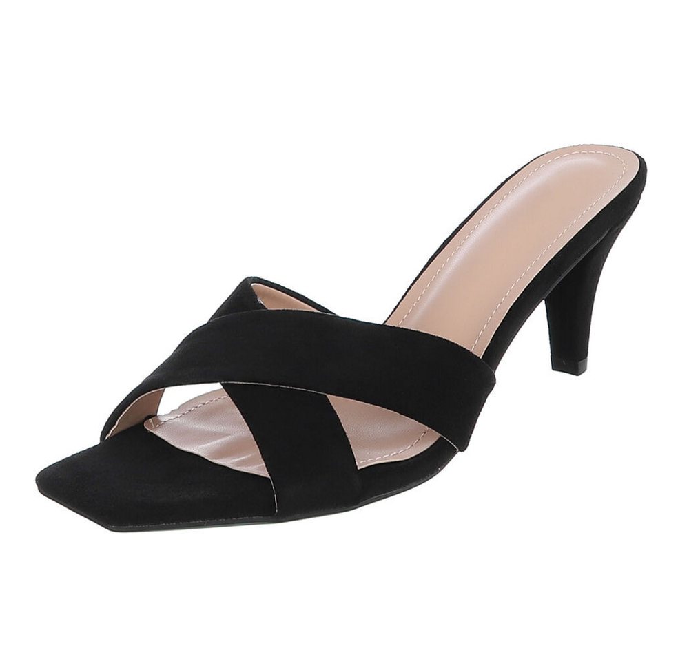 Ital-Design Damen Mules Pumps mit Stilettoabsatz und Riemen Pantolette (91895861) Pfennig-/Stilettoabsatz Sandalen & Sandaletten in Schwarz