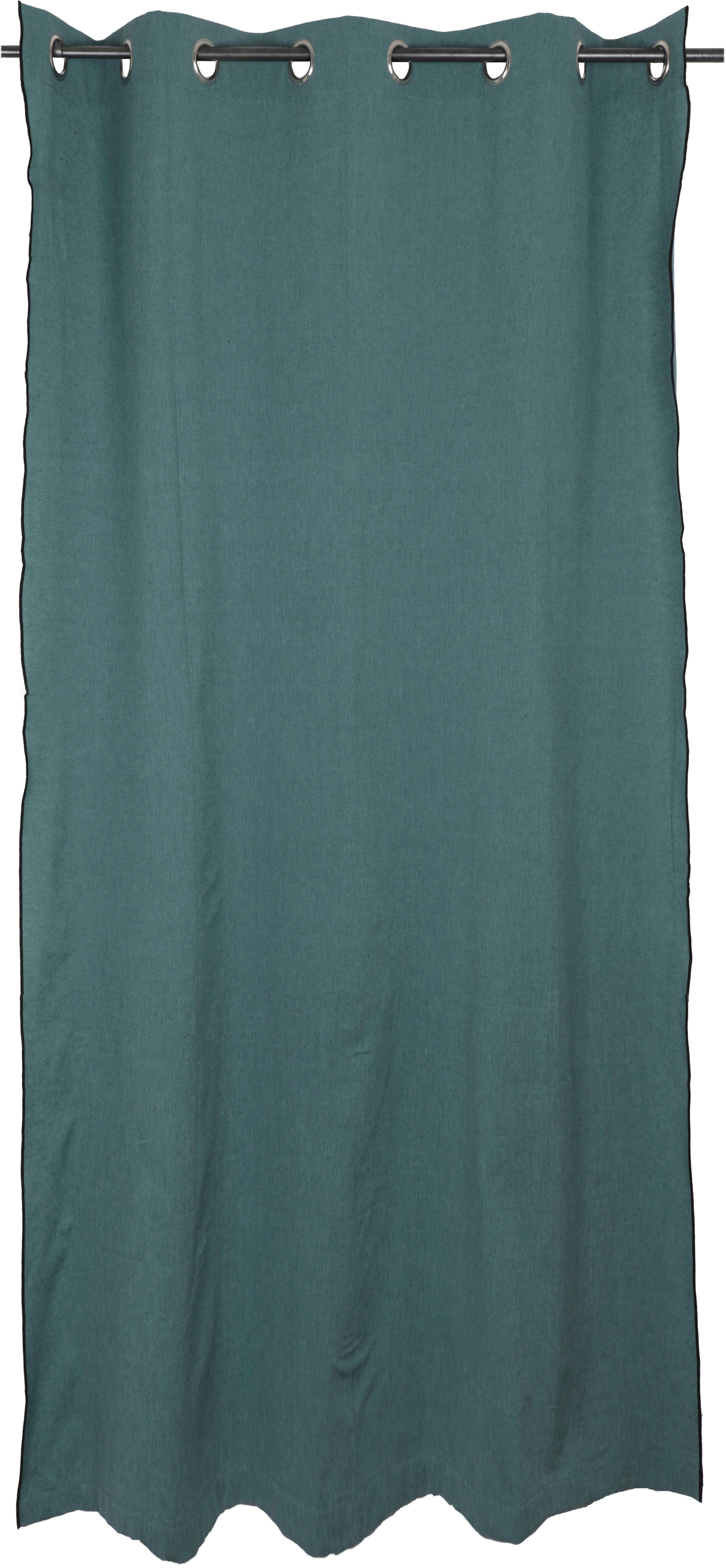 Vorhang Ellen, andas, Ösen Unifarben verschiedene blickdicht, Overlocknaht, (1 Größen St), mit schwarzen grün