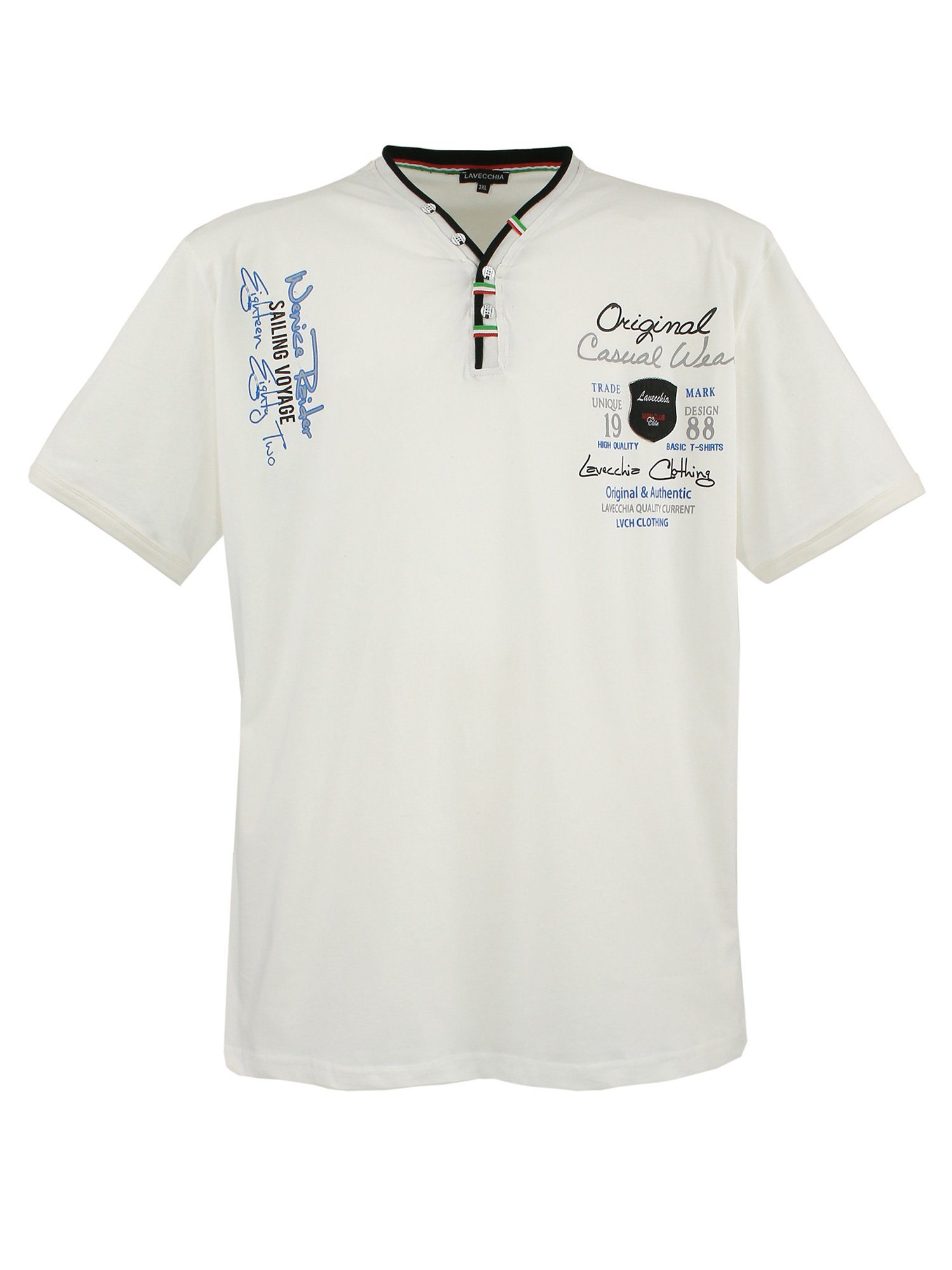Lavecchia T-Shirt Übergrößen Herren V-Shirt LV-2042 Herrenshirt V-Ausschnitt weiß