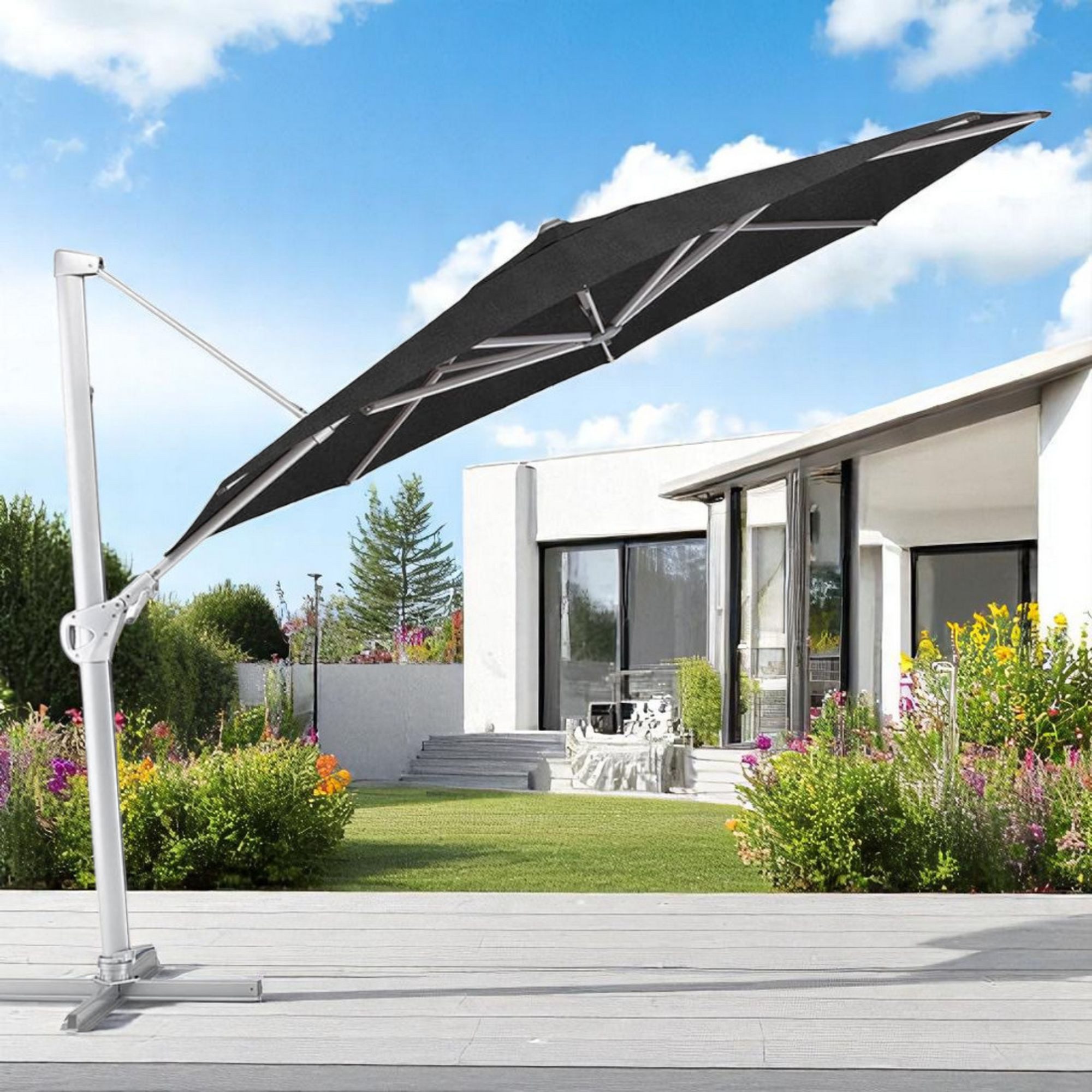 KETTLER Ampelschirm Kettler Ampelschirm Sonnenschirm EASY SWING Rund mit Schutzhaube