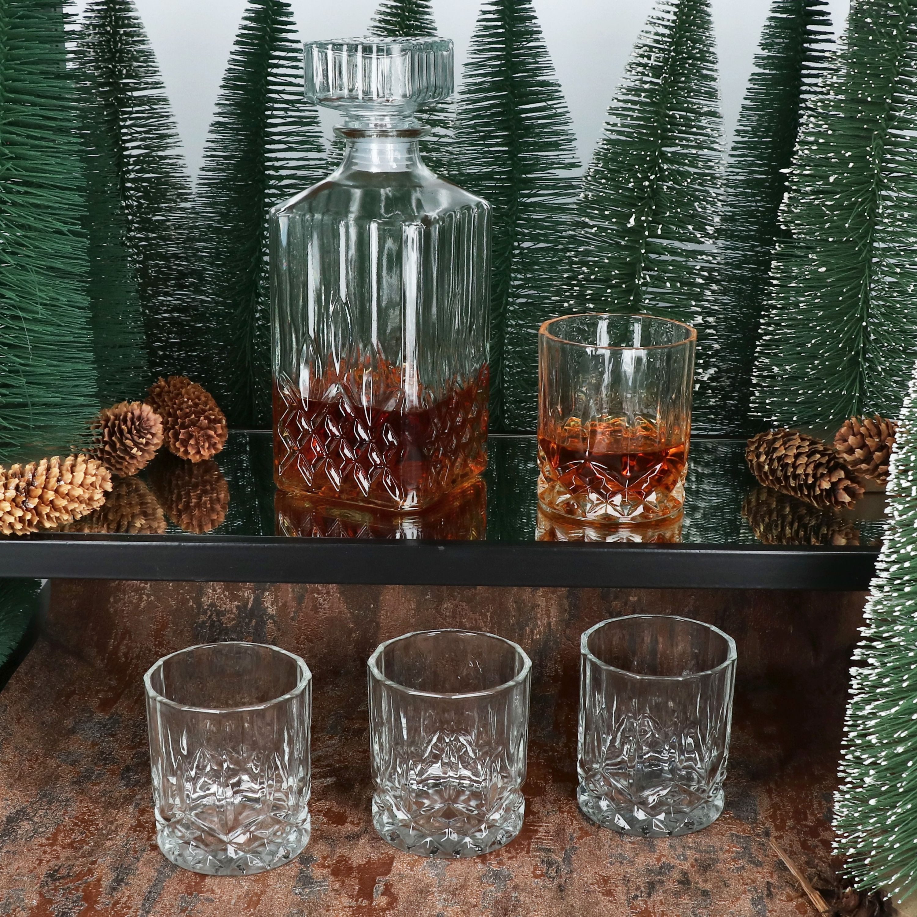 MamboCat Whiskyglas 5tlg Set Whilly Whiskykaraffe 720ml + 4 Tumbler Dekanter, Glas