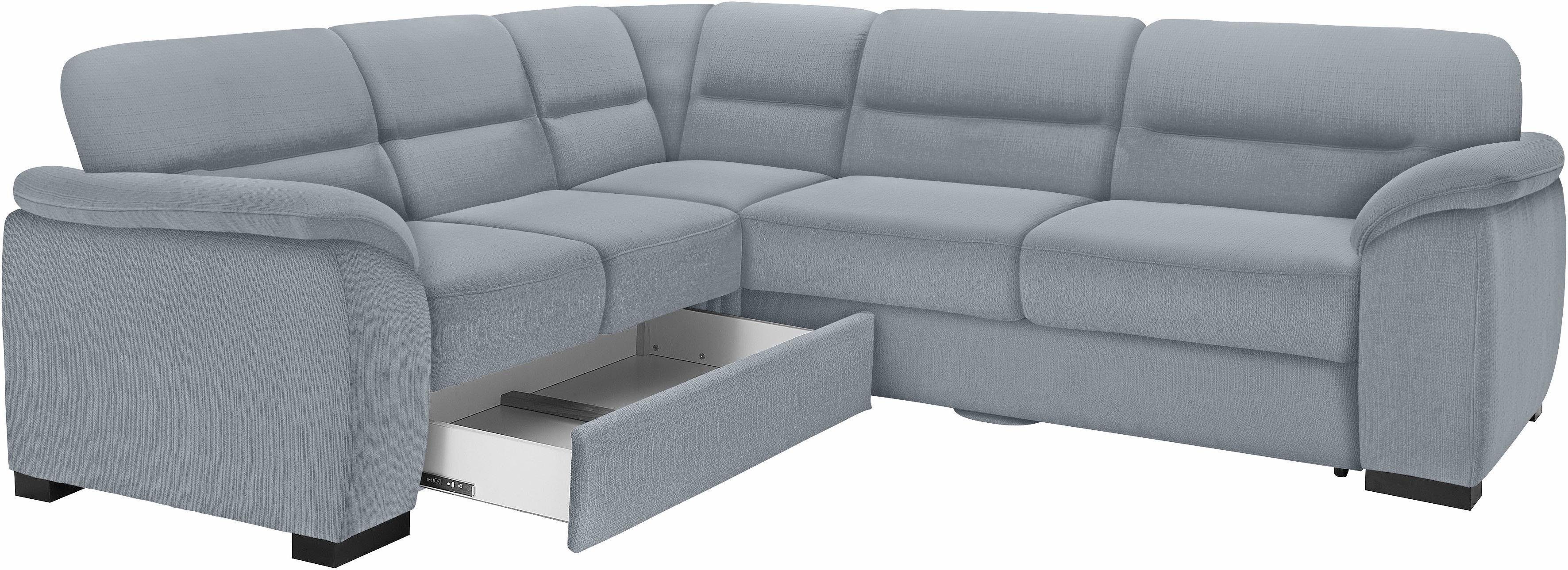 sit&more Ecksofa Montego L-Form, B: 255 cm, wahlweise mit Bettfunktion und Schubkasten