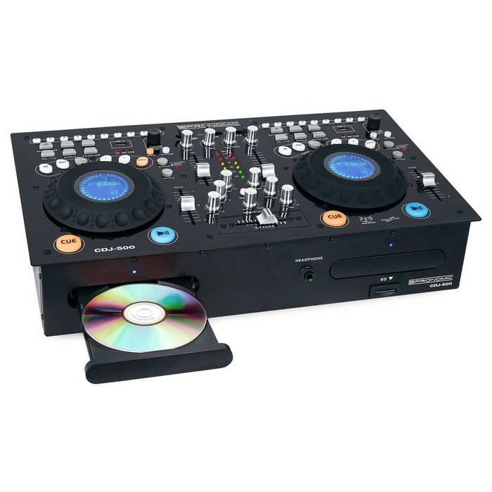 Pronomic CDJ-500 Full-Station Doppel DJ CD-Player (Standalone-Format Phone/Line-Eingänge CD MP3 CD SD & USB Crossfader) DJ-CD-Player