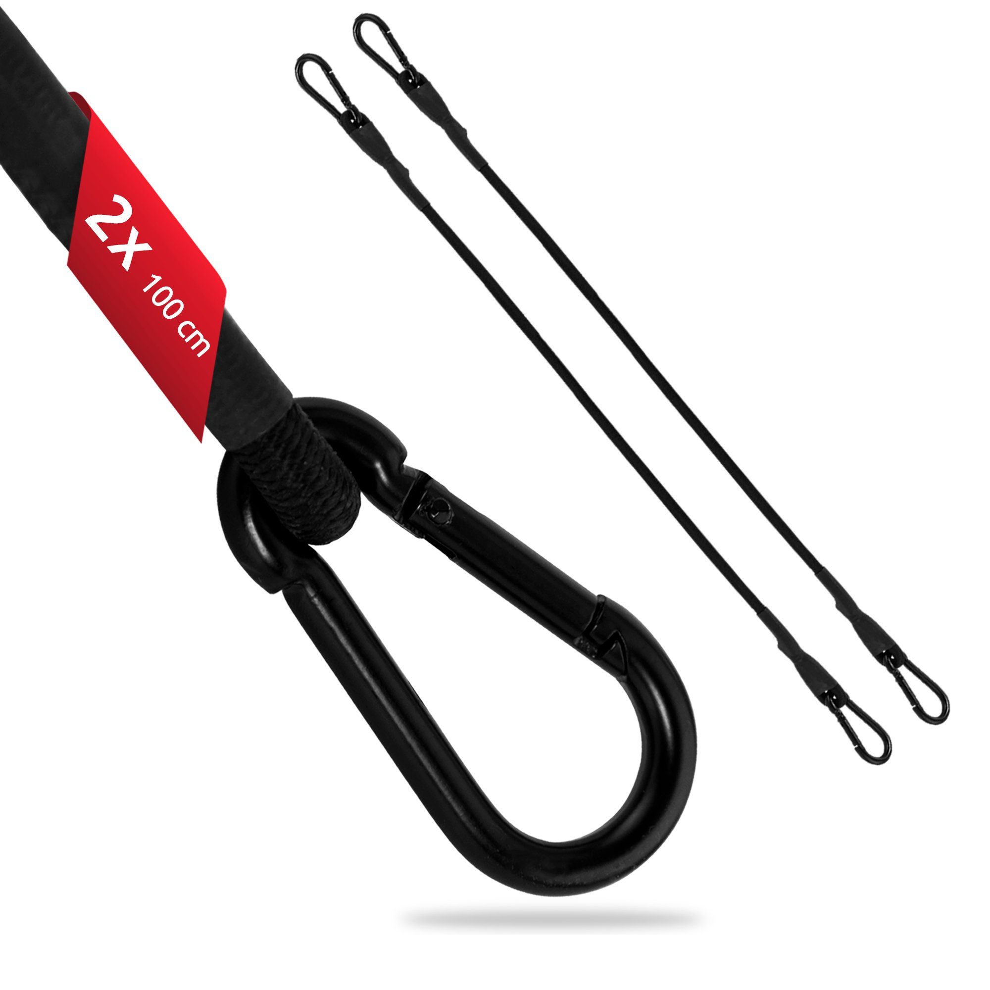 ECENCE Spanngurt 2x Spanngummi mit Karabiner 100cm in Schwarz Latex (2-St)