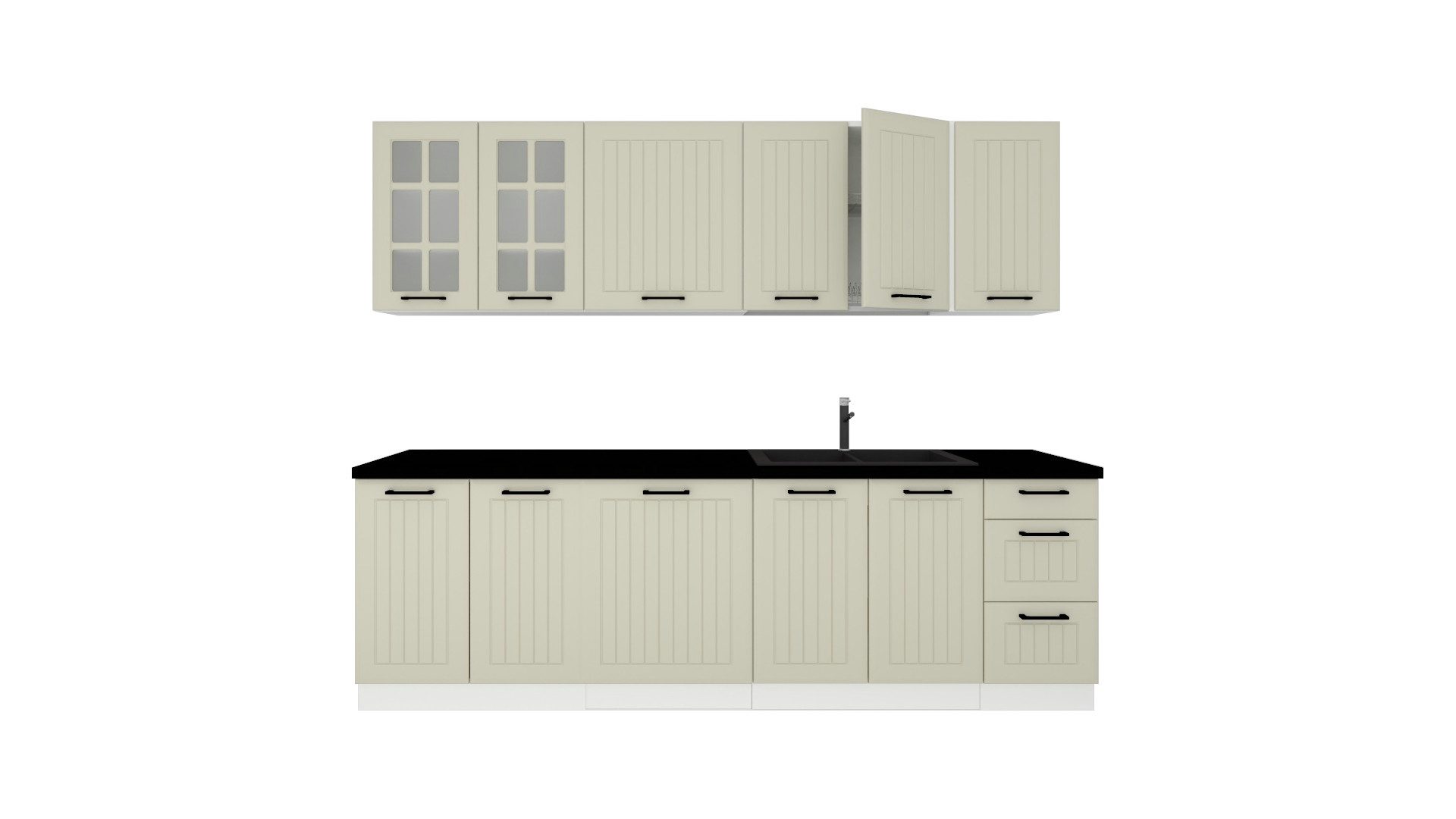 ROYAL24_MARKT Küchenzeile KS3-G260 - IRMA - Kaffee Matt - Moderne Küchenzeile mit MDF Fronten, (Komplett Set), Premium - Modern - Exzellent