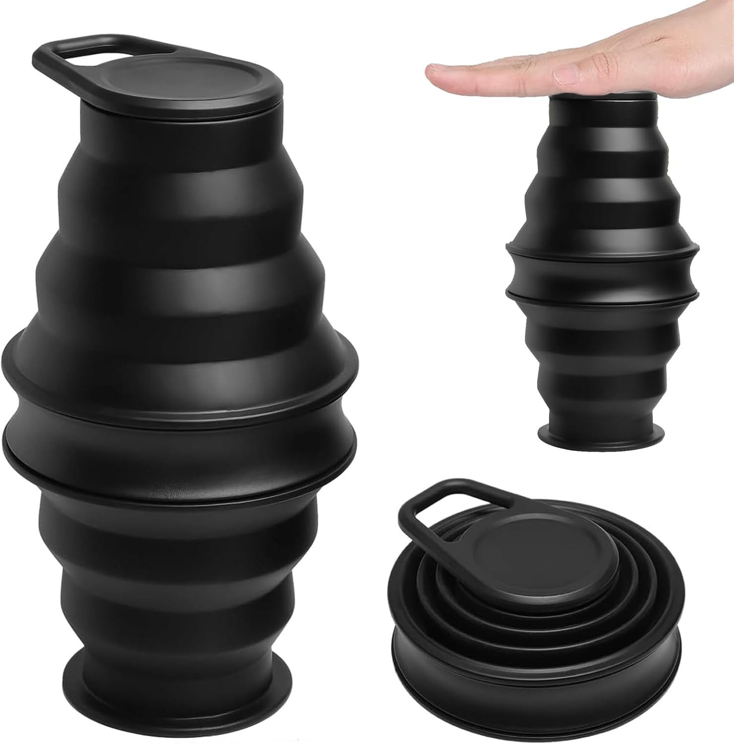 FELIXLEO Trinkflasche Faltbare Wasserflasche Silikon 500ml BPA frei auslaufsicher Outdoor