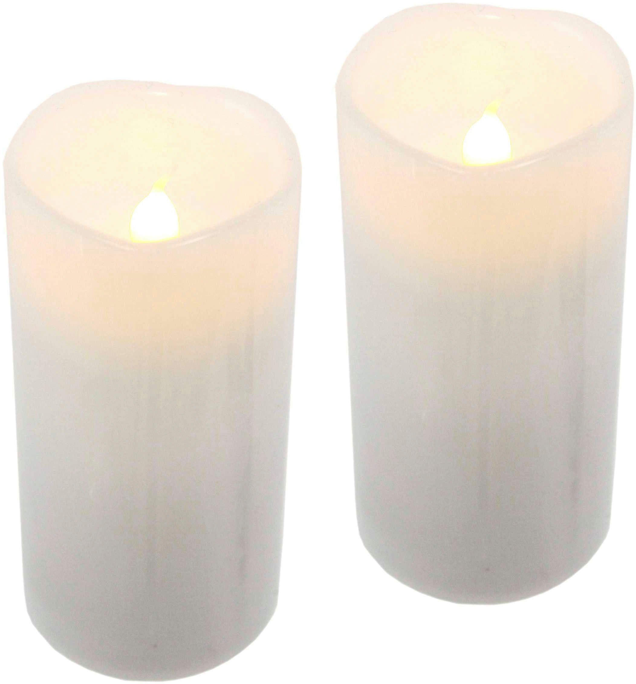 I.GE.A. LED-Kerze Batteriebetriebene LED-Kerzen aus Echtwachs, Höhe ca. 12,5 cm, flackerndes Stimmungslicht, Stumpenkerze für den Adventskranz