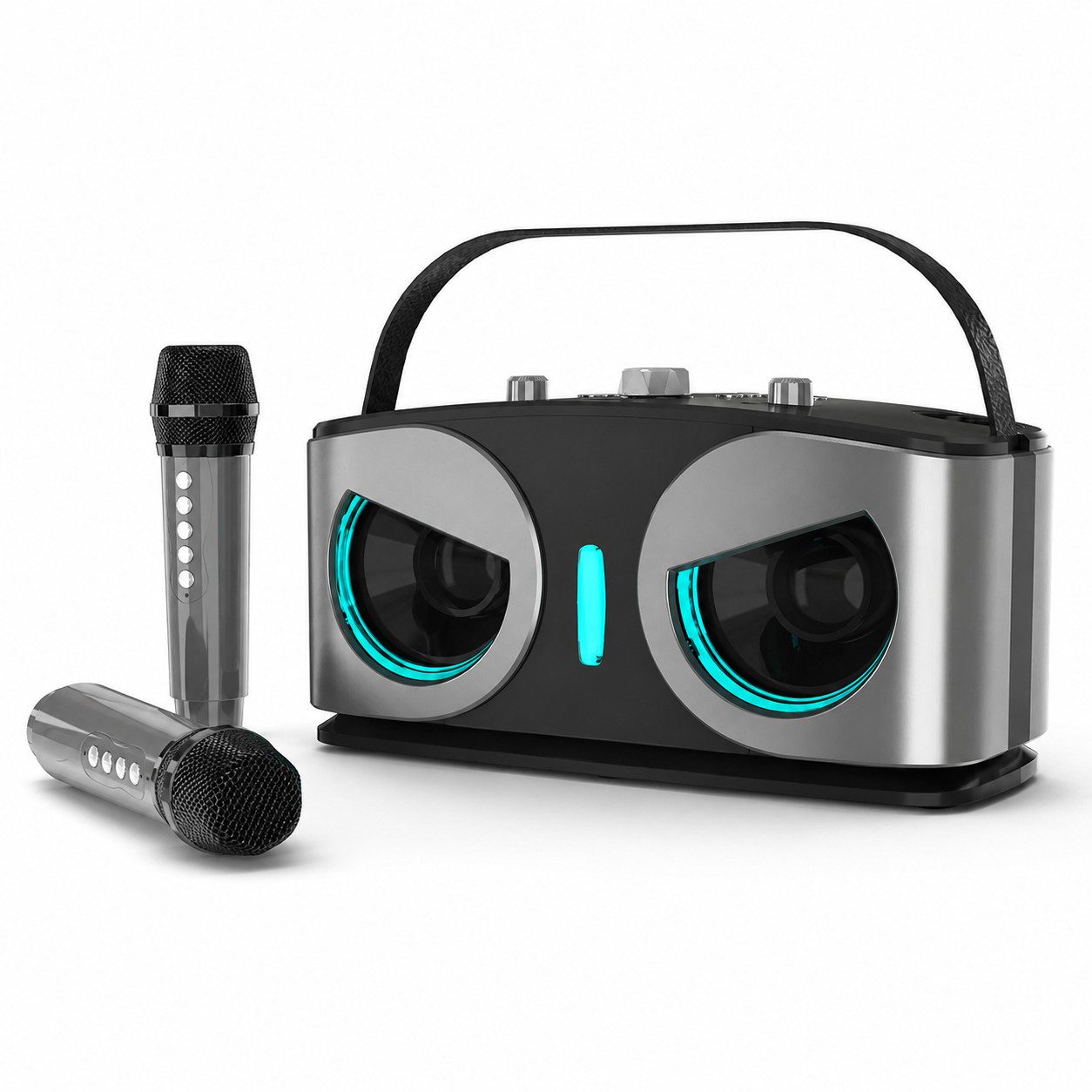 Tekoo Karaoke Maschine Set mit 2 kabellosen Mikrofonen, 20W Bluetooth & RGB Karaoke-Maschine 2.0 (Bluetooth, 20 W, Eulen-Design, Vocal Cut Funktion, RGB Lichteffekte rhythmussynchron)