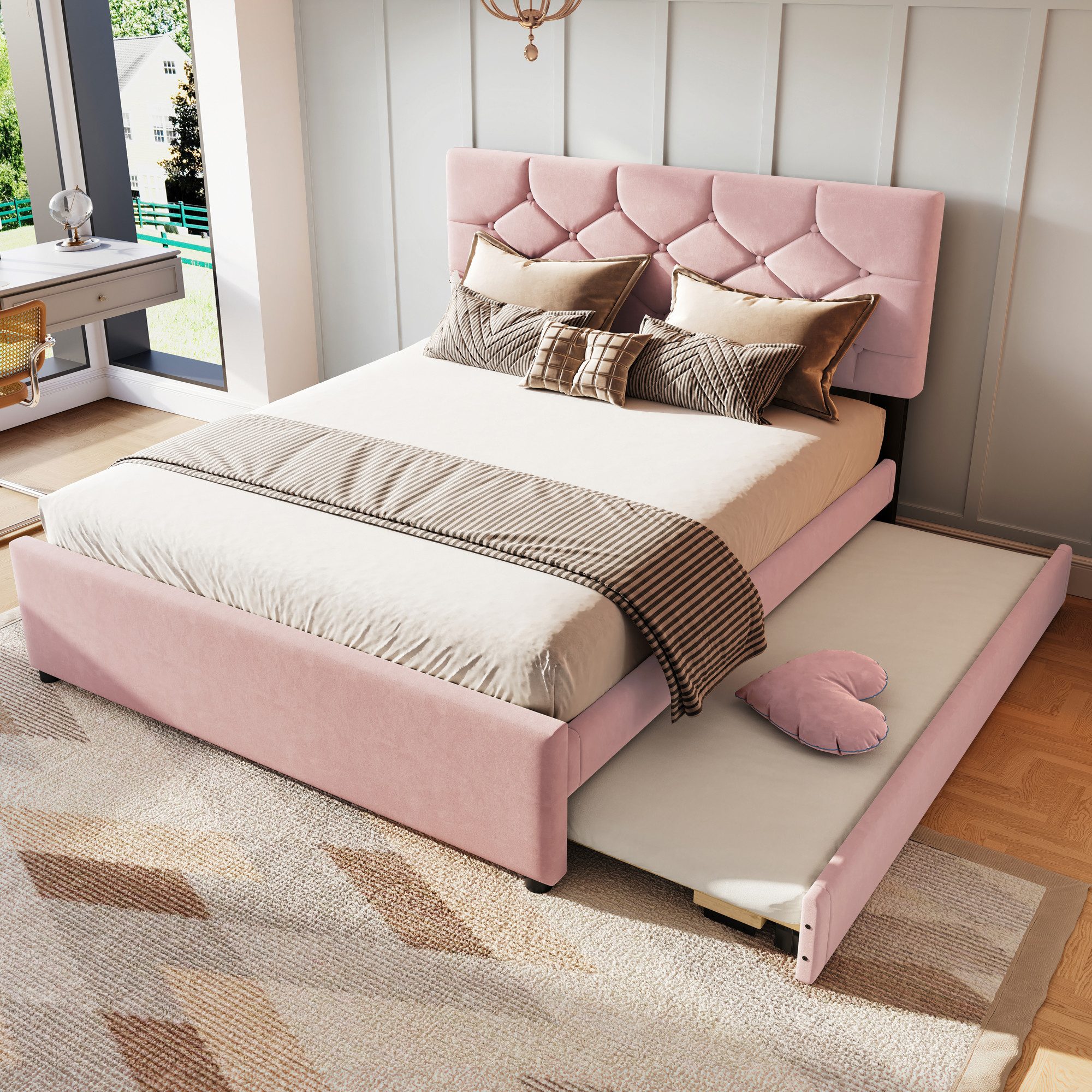 Ulife Polsterbett Jugendbett mit ausziehbarer Liegefläche günstig online kaufen