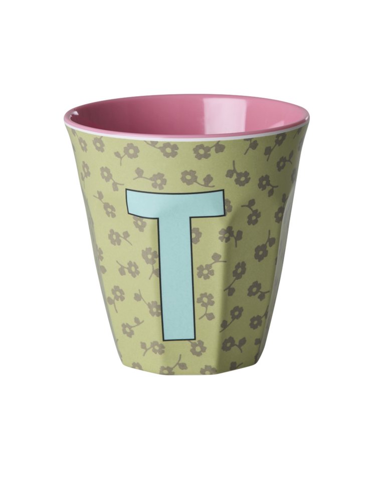 rice Becher Rice Buchstabenbecher – Melamin Tassen A–Z mit Blumen-Design, BPA-frei, 1-tlg., Melamin