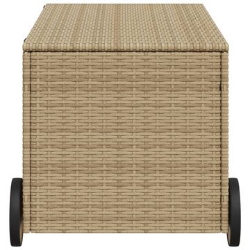 vidaXL Gartenbox Gartentruhe mit Rollen Beige 190L Poly Rattan