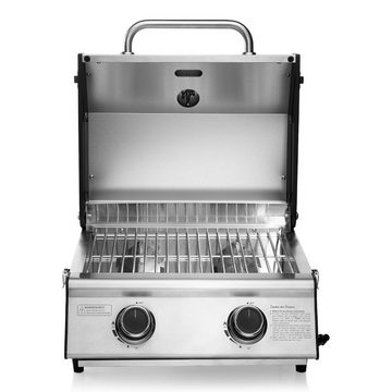 TAINO Gasgrill COMPACT 2.0 S, doppelwandiger Deckel, Piezozündung, 2x Hauptbrenner aus Edelstahl