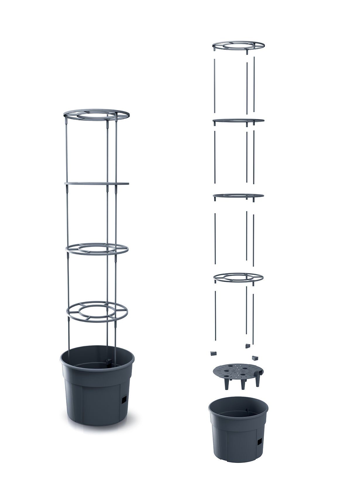 Spetebo Blumentopf Tomaten Pflanz Topf m. Rankhilfe - 153x29 cm (Stück, 1 St., Rankhilfe), Anwuchshilfe mit integriertem Bewässerungsboden