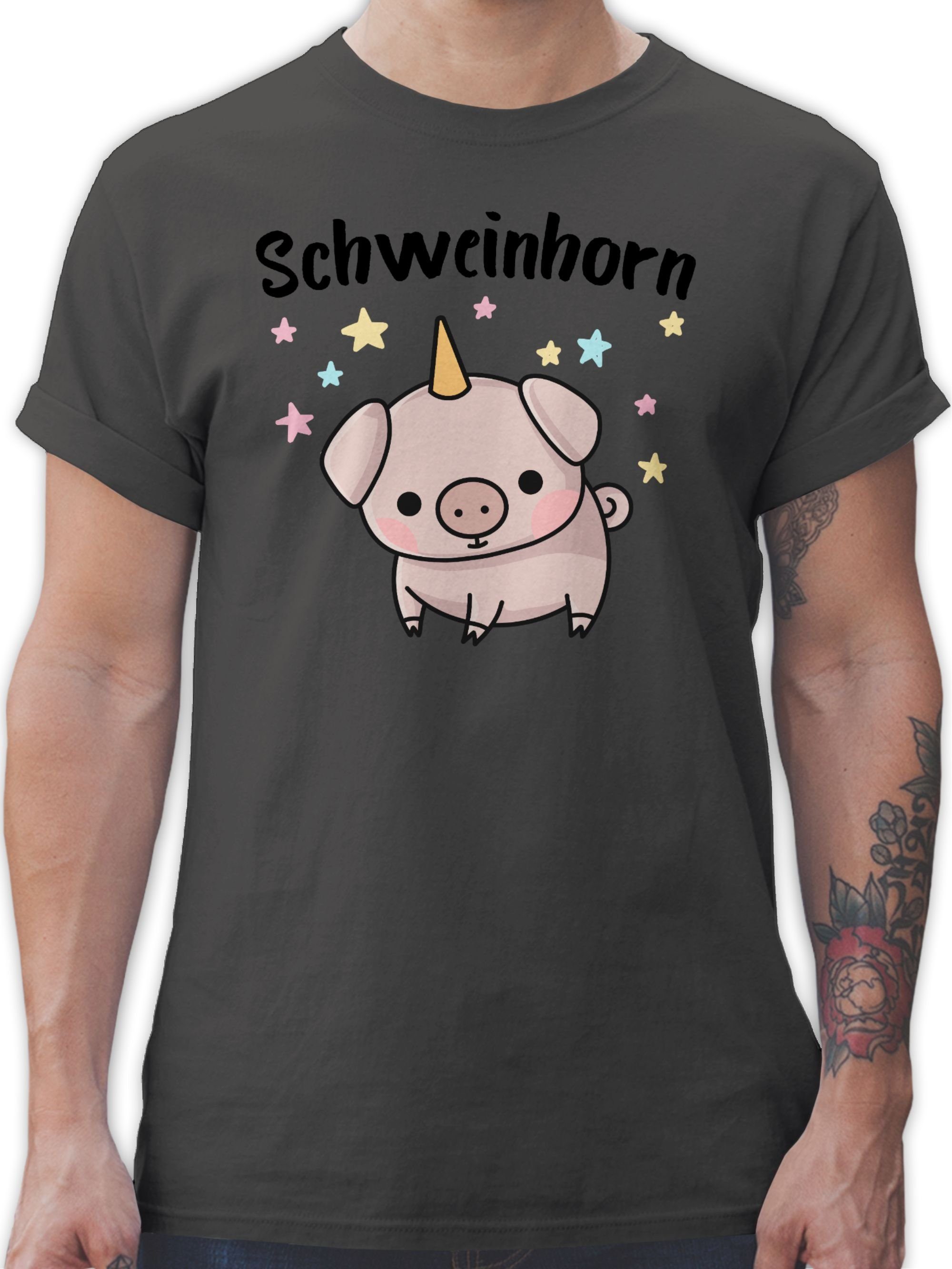 Shirtracer T-Shirt Schweinhorn Karneval Outfit 1 Dunkelgrau