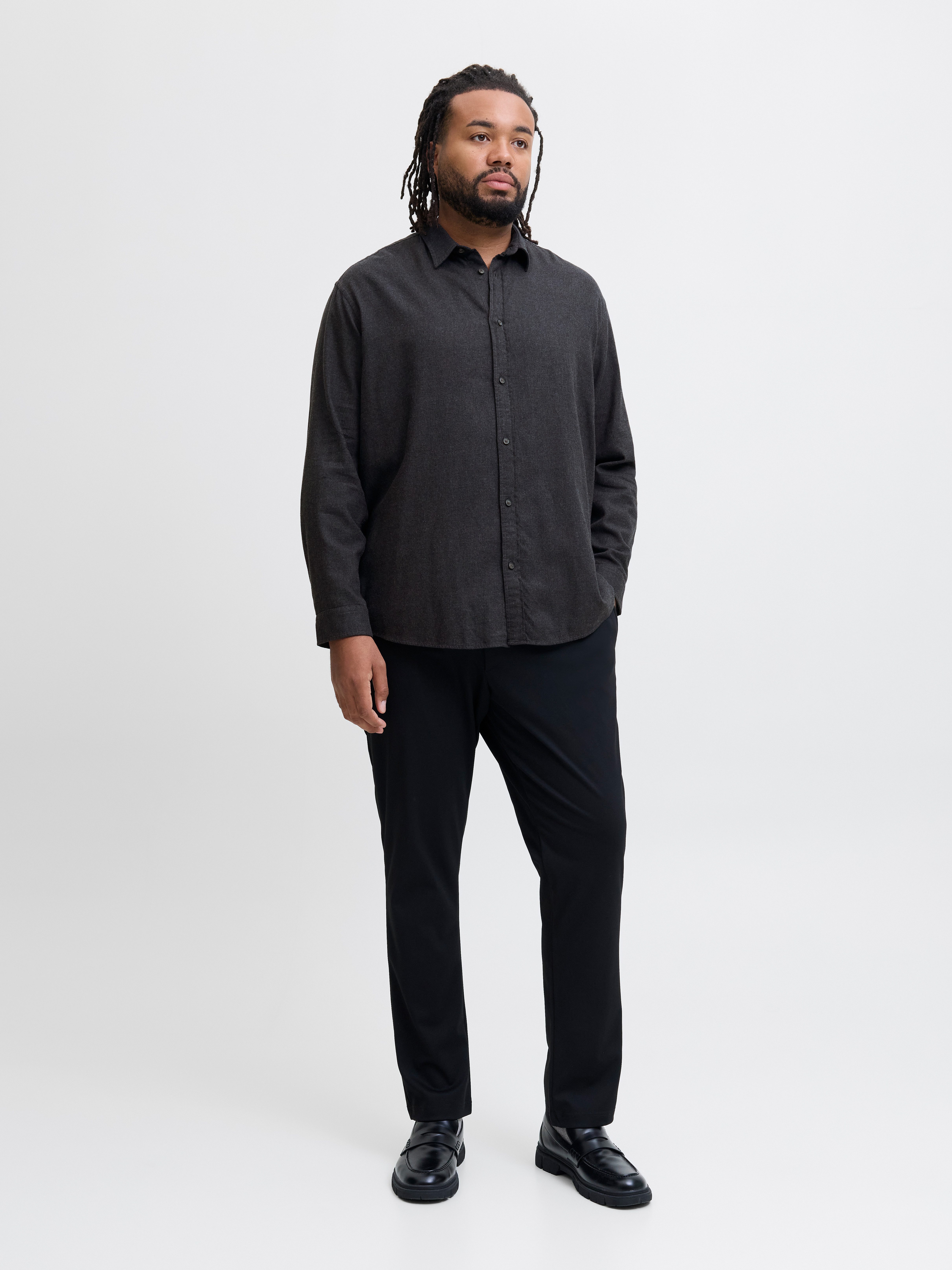 Jack & Jones PlusSize Langarmhemd JJECLASSIC MELANGE SHIRT L/S SN PLS