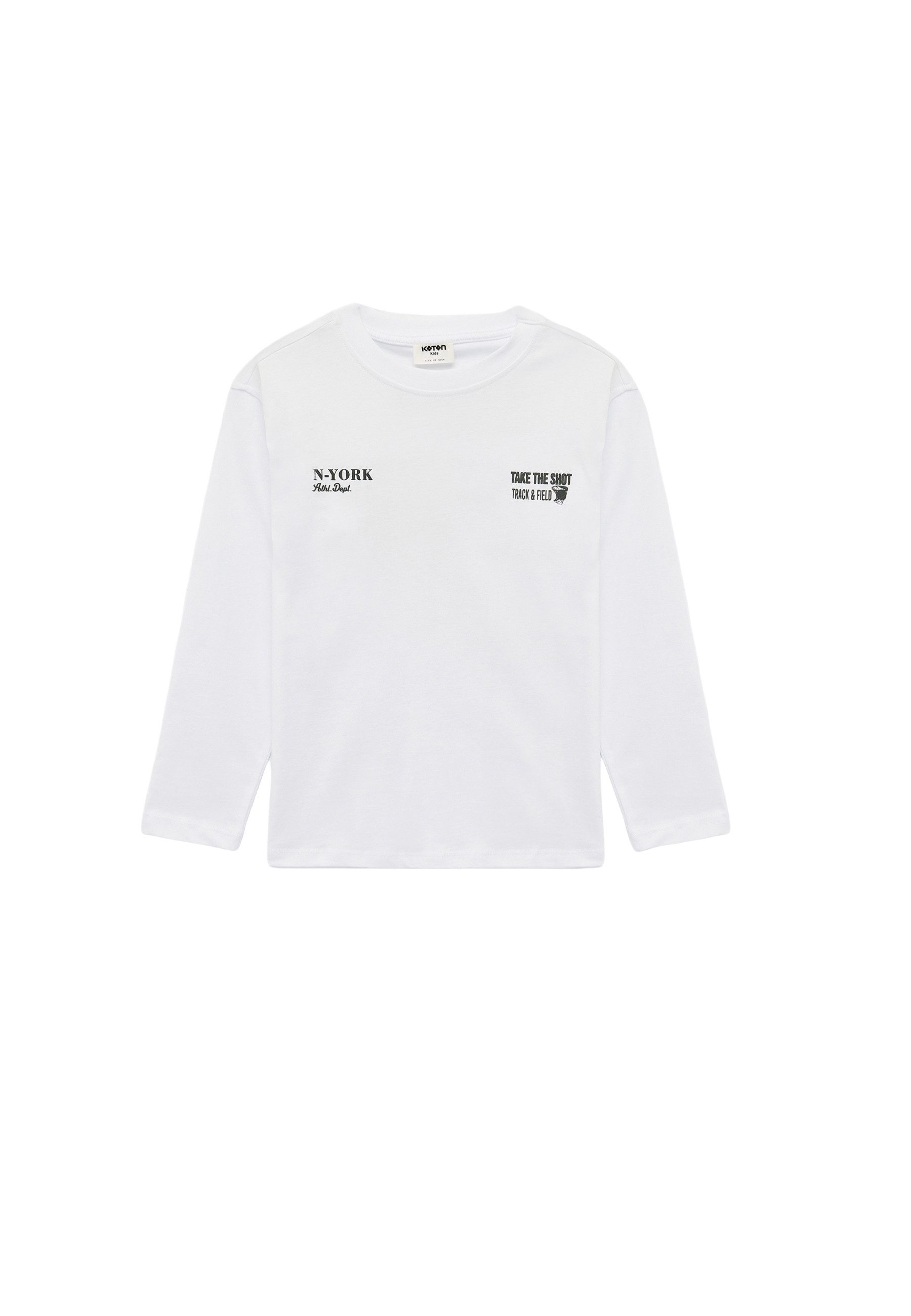 Koton Langarmshirt Koton Baumwoll-T-Shirt Oversize Rundhals