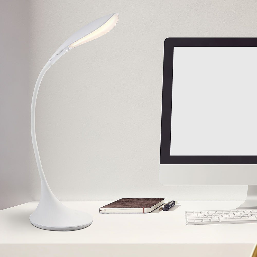 Schreibtischlampe, Schreibtischlampe fest LED Touchdimmer Spot beweglicher LED-Leuchtmittel Globo Acryl verbaut, Tischleuchte