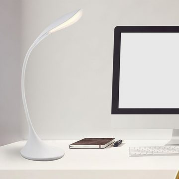 etc-shop Schreibtischlampe, LED-Leuchtmittel fest verbaut, Warmweiß, LED Tischleuchte Schreibtischlampe Touchdimmer beweglicher Spot Acryl