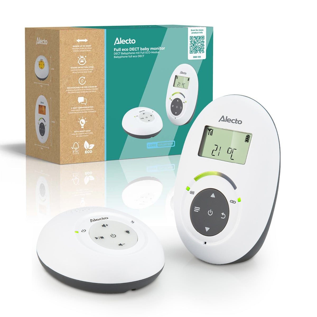 Alecto Video-Babyphone DBX-125, 1-tlg., DECT-Technologie, Rücksprechfunktion, energiesparender ECO-Modus