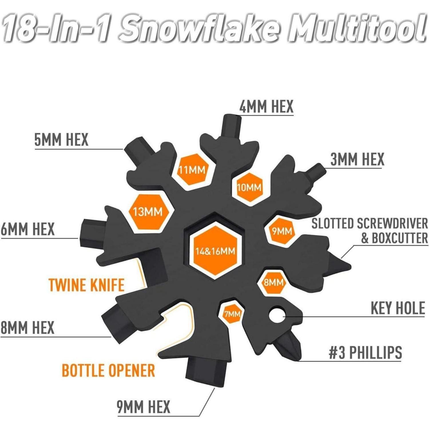 LuxusKollektion Grillbürste Adventskalender Füllung 18-in-1 Schneeflocken Multitool Männer