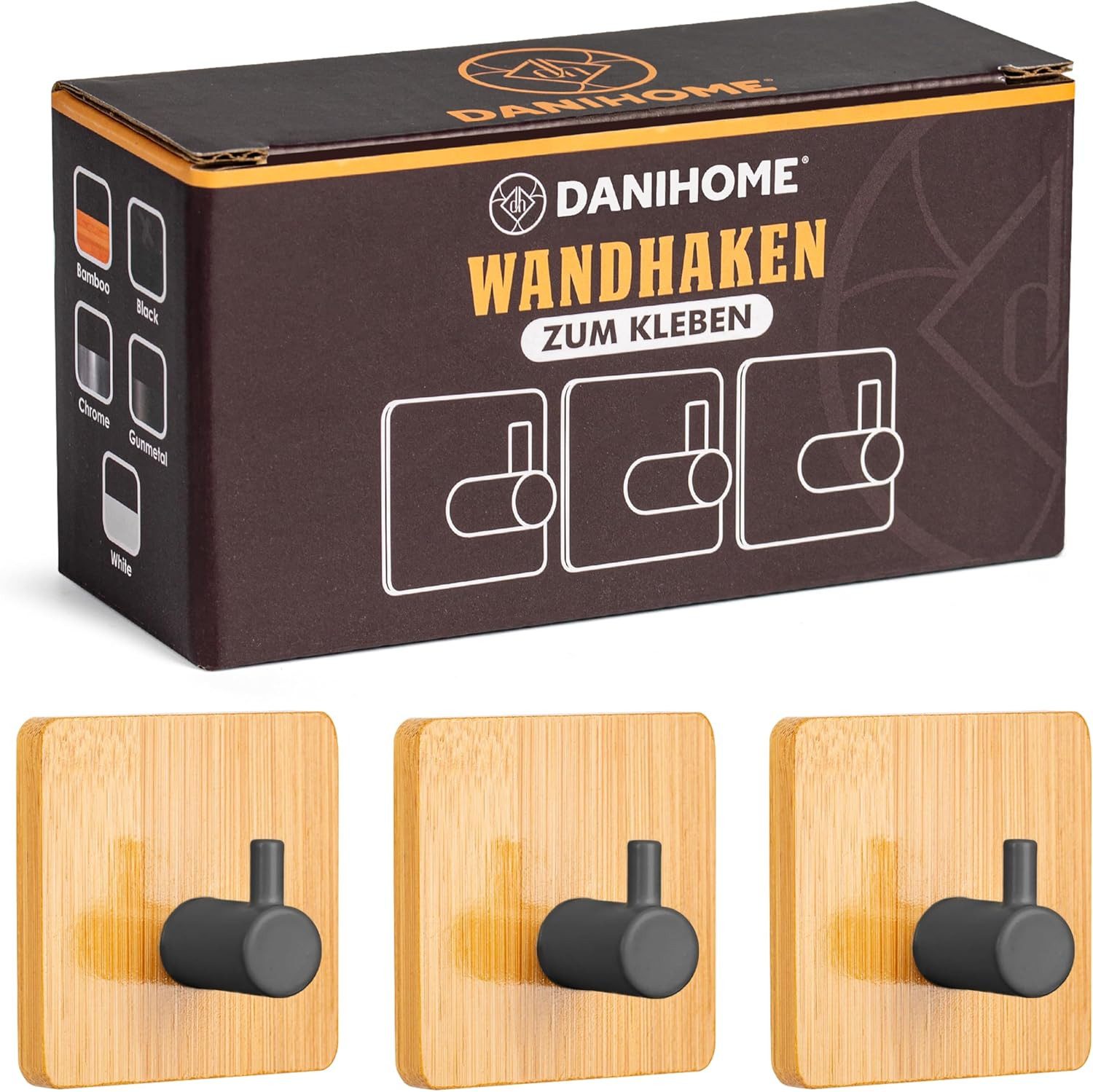 DANIHOME Wandhaken Handtuchhalter Bambus & Gunmetall günstig online kaufen