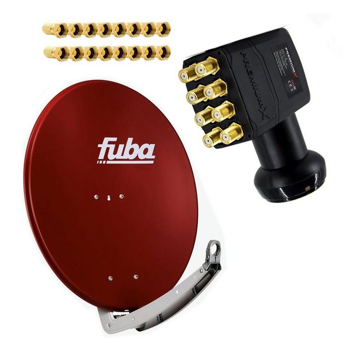 fuba Fuba 74x84cm Alu Rot DAA 780 R LNB Octo PremiumX Direktanschluss von 8 Teilnehmern 16 F-Stecker SAT-Antenne