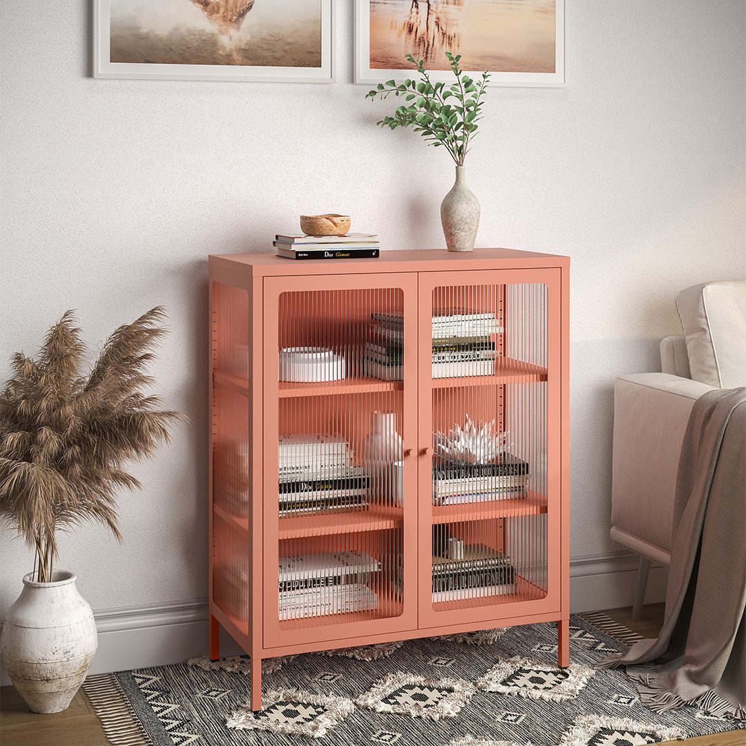 skølm Highboard Norns, Metallkommode, kratzfest, mit Glastüren günstig online kaufen