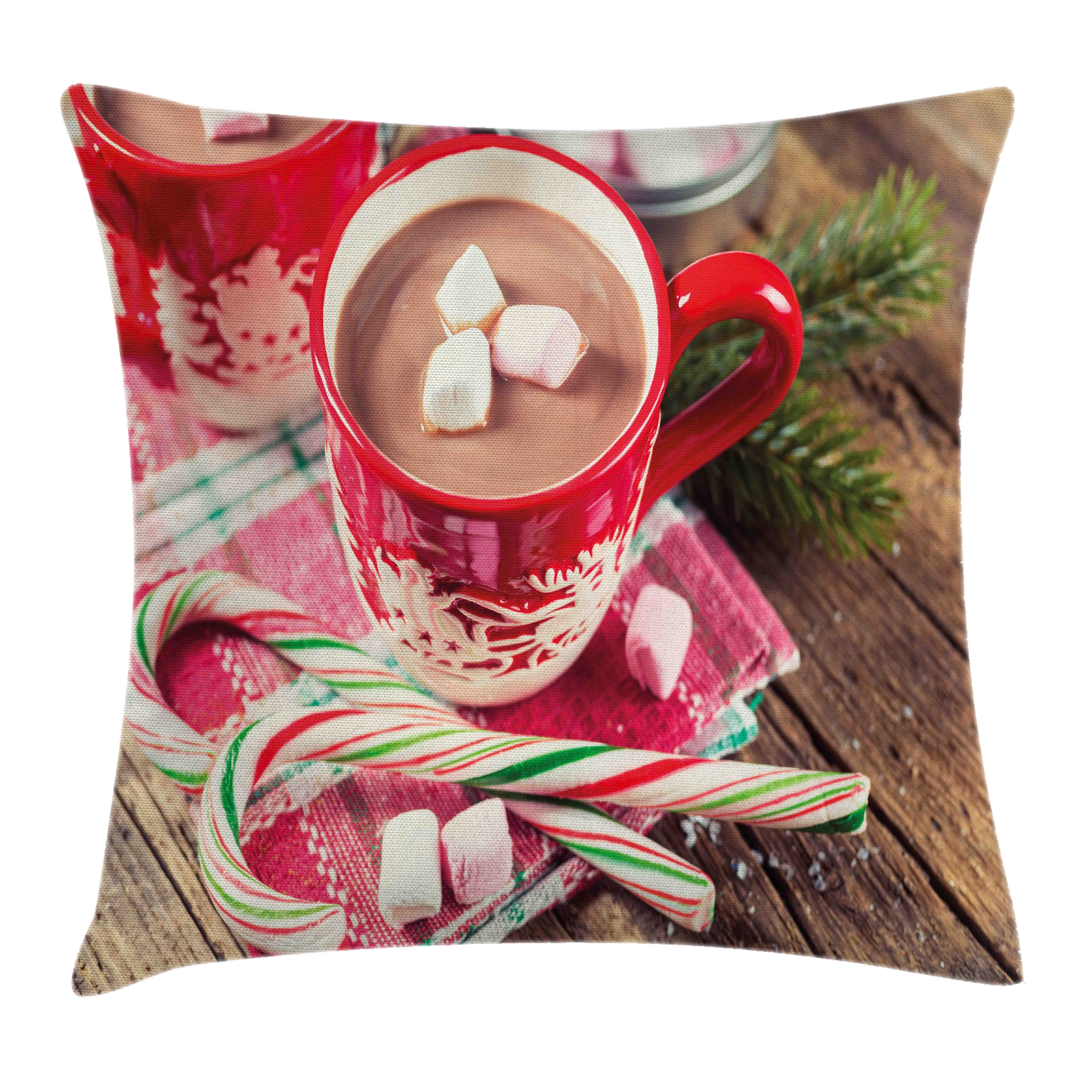 Kissenbezüge Reißverschluss Kissenhülle mit Farbfesten Farben Beidseitiger Druck, Abakuhaus (1 Stück), Weihnachten Heiße Schokolade in Tassen