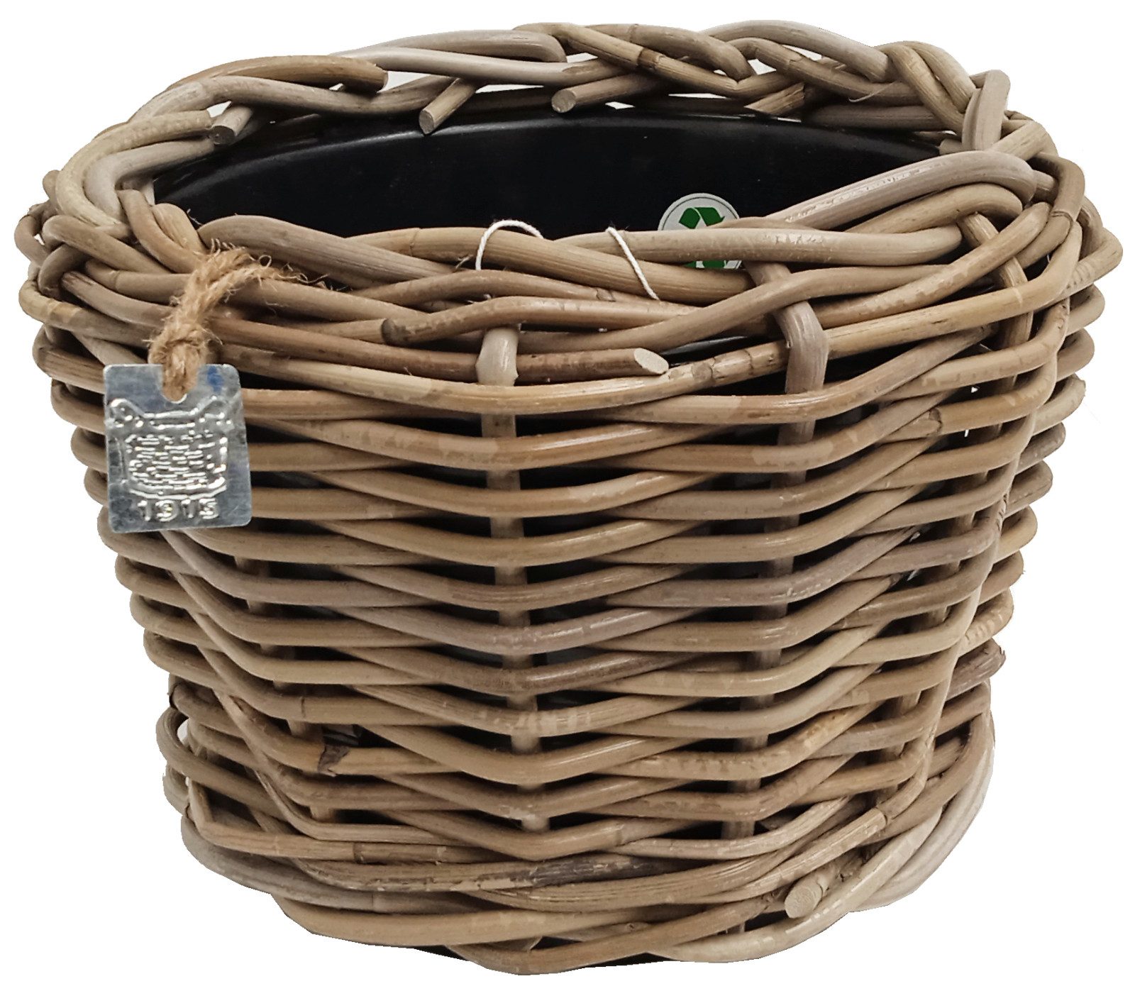 Van der Leeden Blumentopf Braun (1 St), Sylter Korb, Rattan, 4,5 Liter, Handmade, Inneneimer Kunststoff