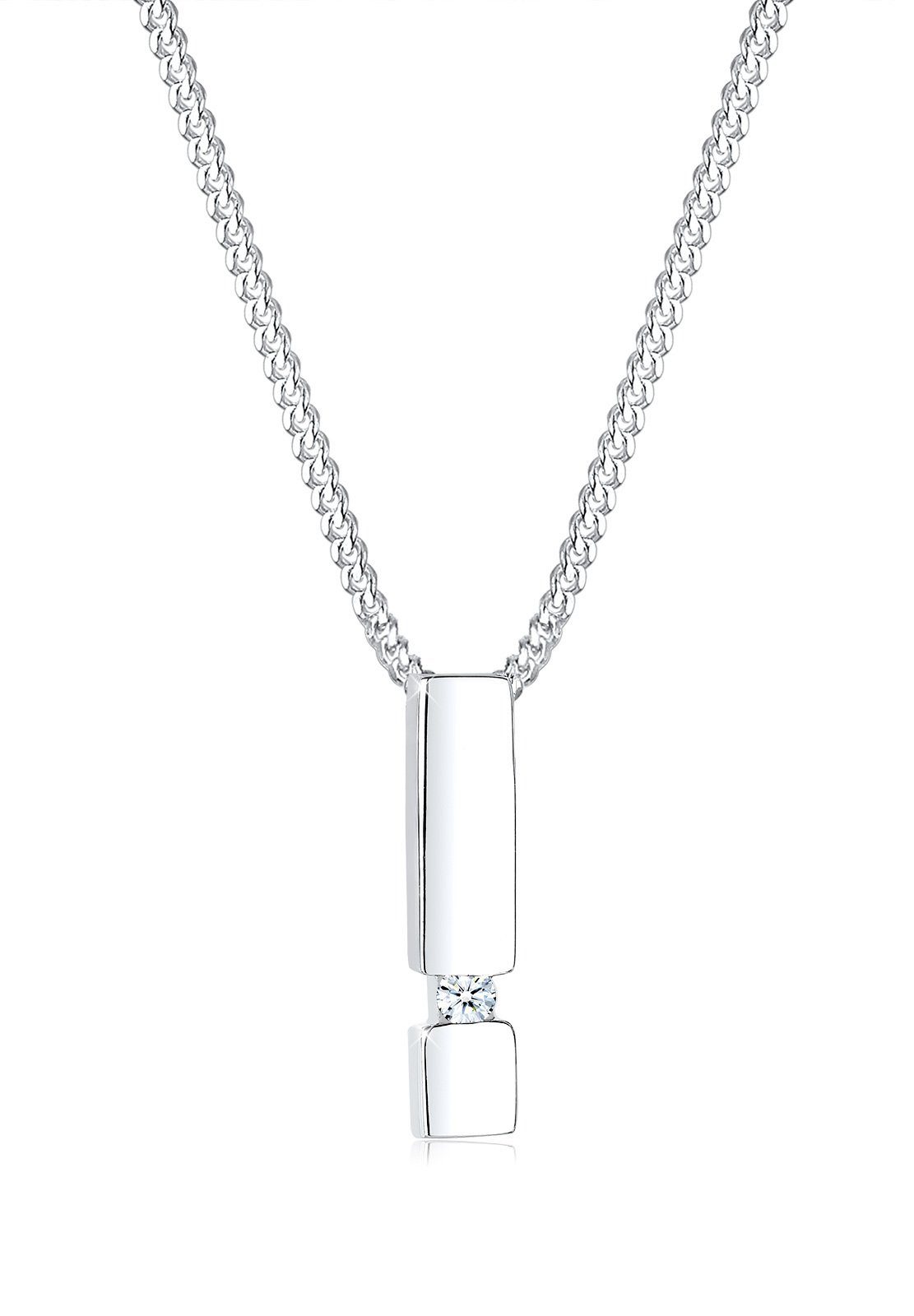Elli DIAMONDS Kette mit Anhänger Stab Diamant 925 Sterling Silber, Rechteck