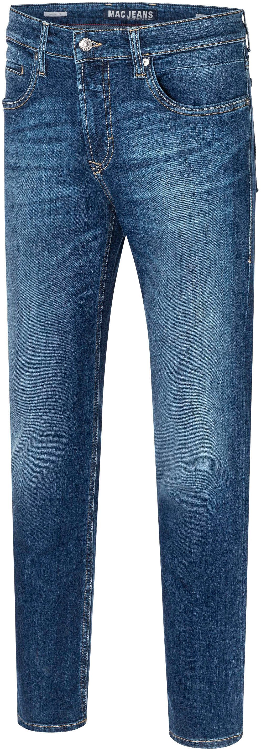 MAC Straight-Jeans Arne stonewash Pipe blue