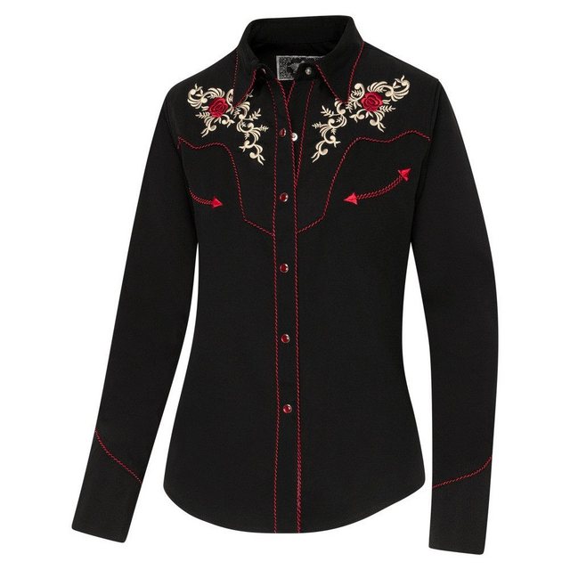 Stars & Stripes Langarmbluse Sharon Westernbluse vorne und hinten bestickt günstig online kaufen