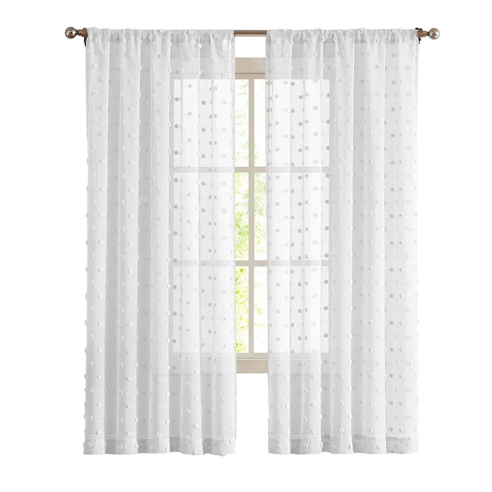 Rosnek Gardine Boho, Pompom, für Wohnzimmer günstig online kaufen