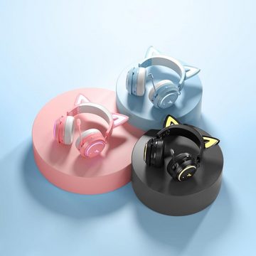 Somikon GS510Pro Gaming-Headset (Beeindruckende RGB-Beleuchtung und ein einziehbares Rauschunterdrückungsmikrofon für erstklassige Kommunikation. , "Drahtlose Cat-Ear-Kopfhörer mit 2.4G/Bluetooth für PS5, PS4, PC)