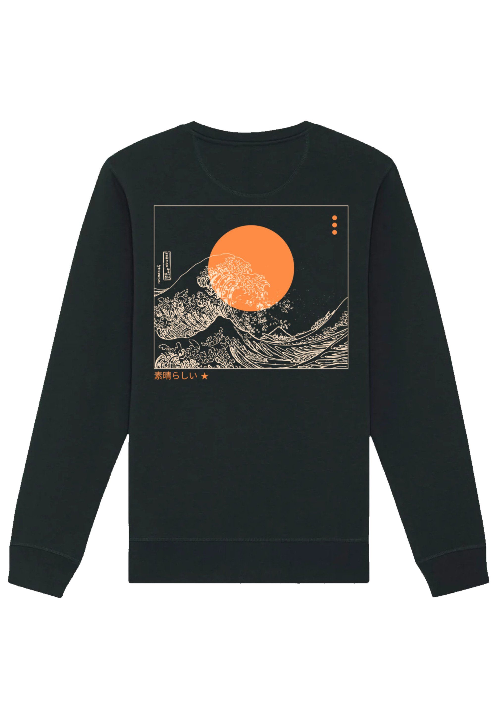 schwarz Japan Sweatshirt Print Welle F4NT4STIC Kanagawa