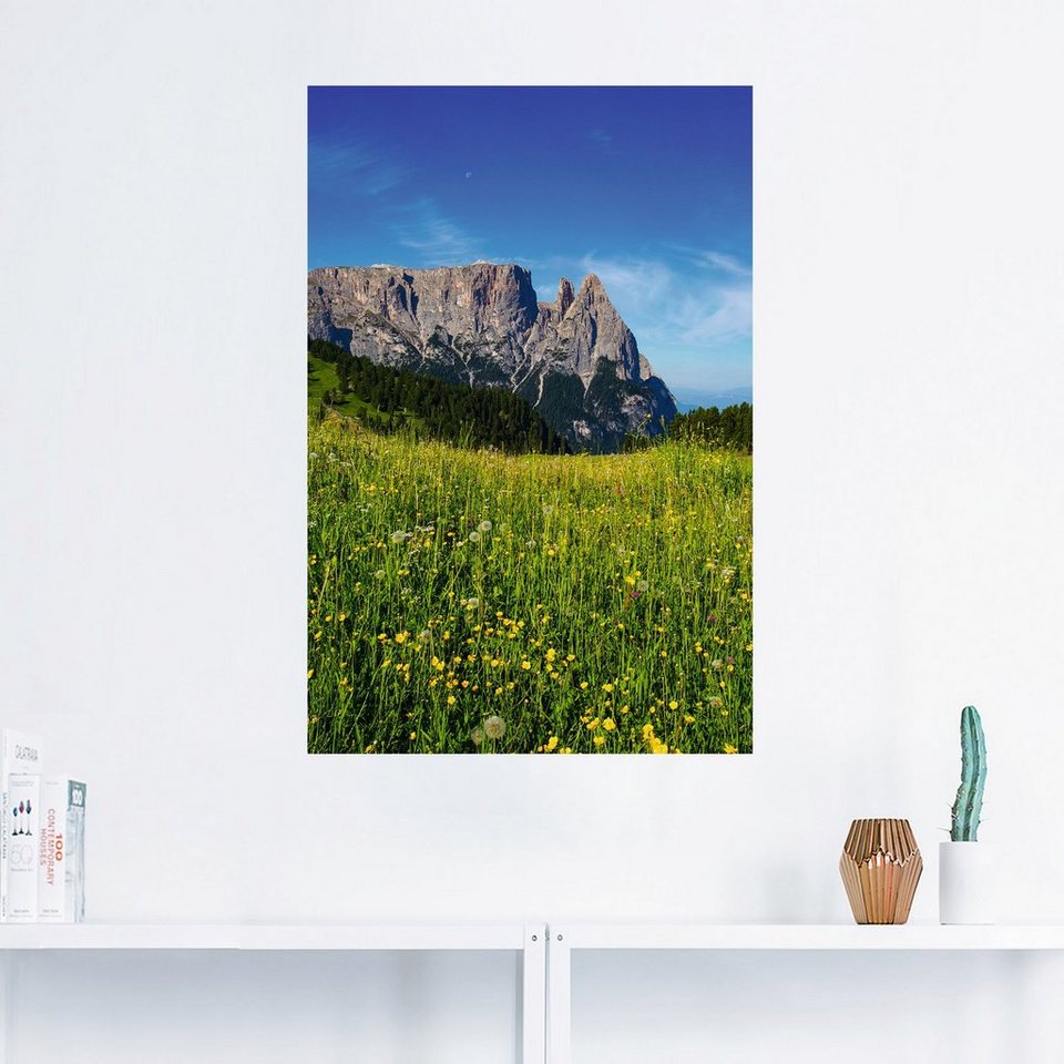 Artland Wandbild Blumenwiese auf der Seiser Alm Südtirol, Berge &  Alpenbilder (1 St), als Alubild, Leinwandbild, Wandaufkleber oder Poster in  versch. Größen