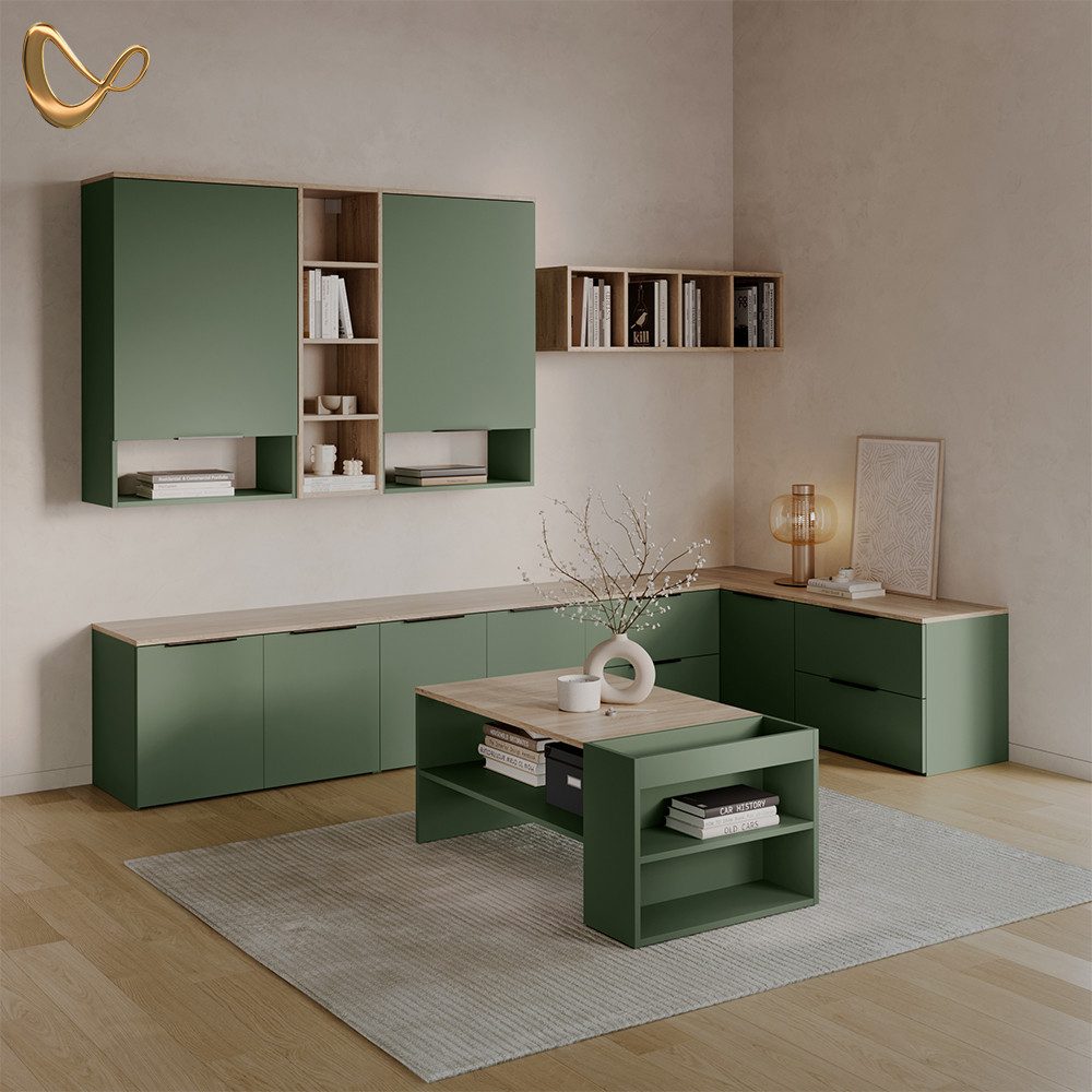 Livinity® Couchtisch Piave, Grün, mit Regalen (1-St)