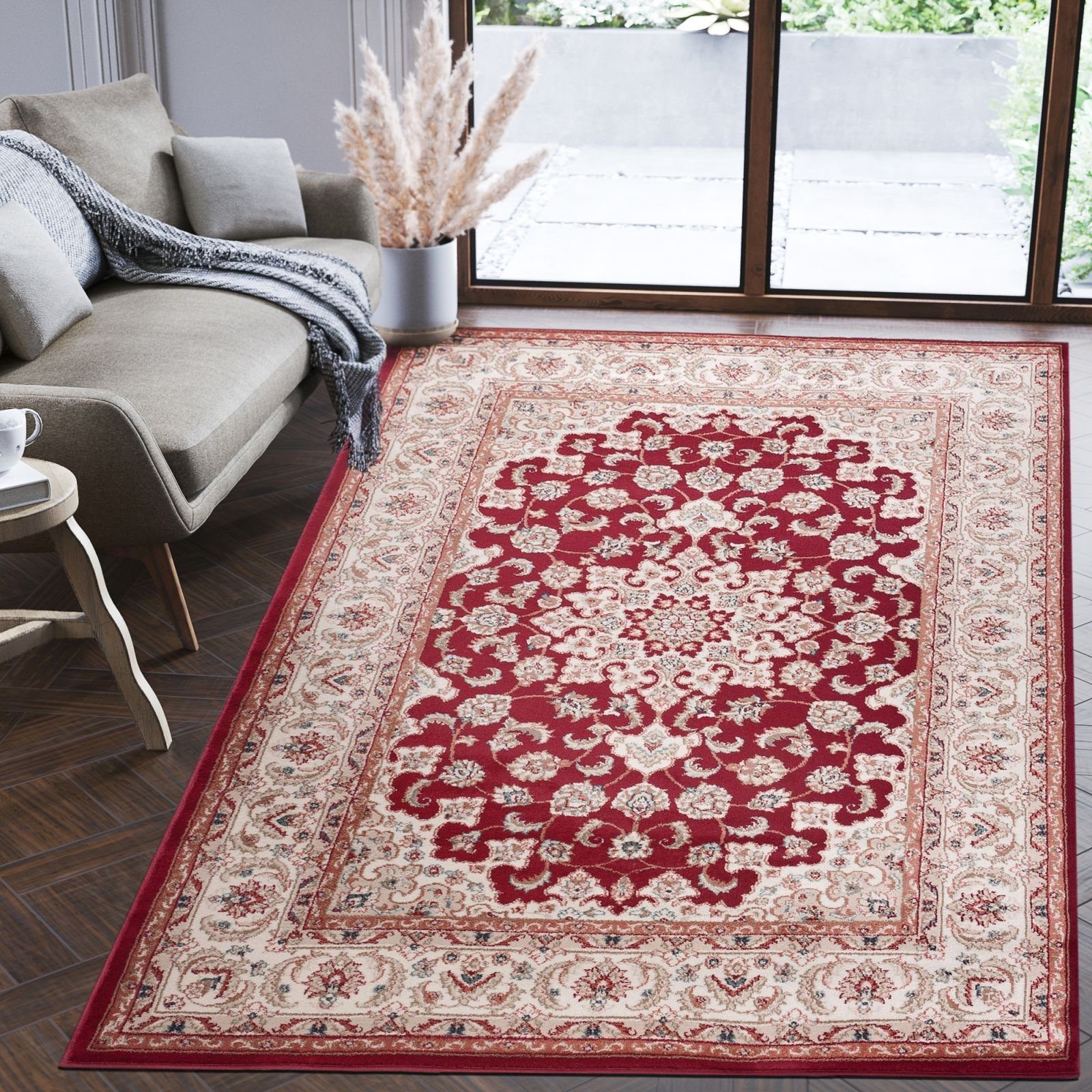 Orientteppich Oriente Teppich - Traditioneller Teppich Orient Rot Beige, Mazovia, 60 x 100 cm, Geeignet für Fußbodenheizung, Pflegeleicht, Wohnzimmerteppich