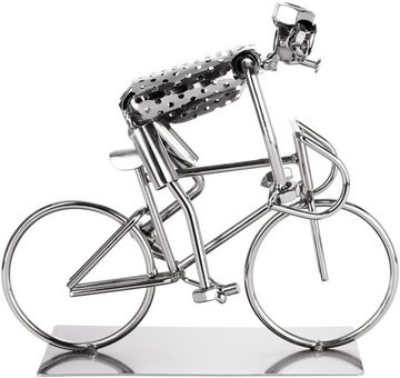 BRUBAKER Dekofigur Schraubenmännchen Fahrradfahrer - Fahrrad Eisenfigur Metallmännchen (1 St), Figur Geschenk für Radfahrer und Rennradfahrer