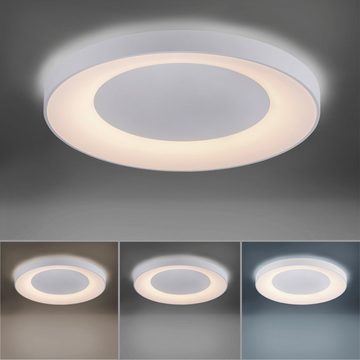 JUST LIGHT LED Deckenleuchte ANIKA, 1-flammig, Ø 70 cm, Grau, Weiß, Kunststoff, Anpassung der Farbtemperatur, Dimmfunktion, Memoryfunktion, LED fest integriert, Warmweiß, Neutralweiß, LED Deckenlampe, mit Fernbedienung