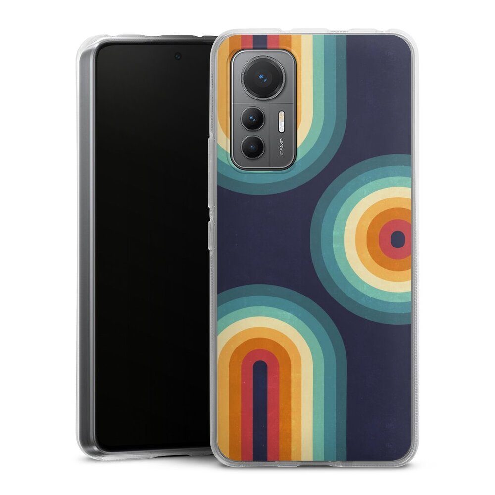 Handyhülle Retro bunt Regenbogen Double Rainbow on Blue