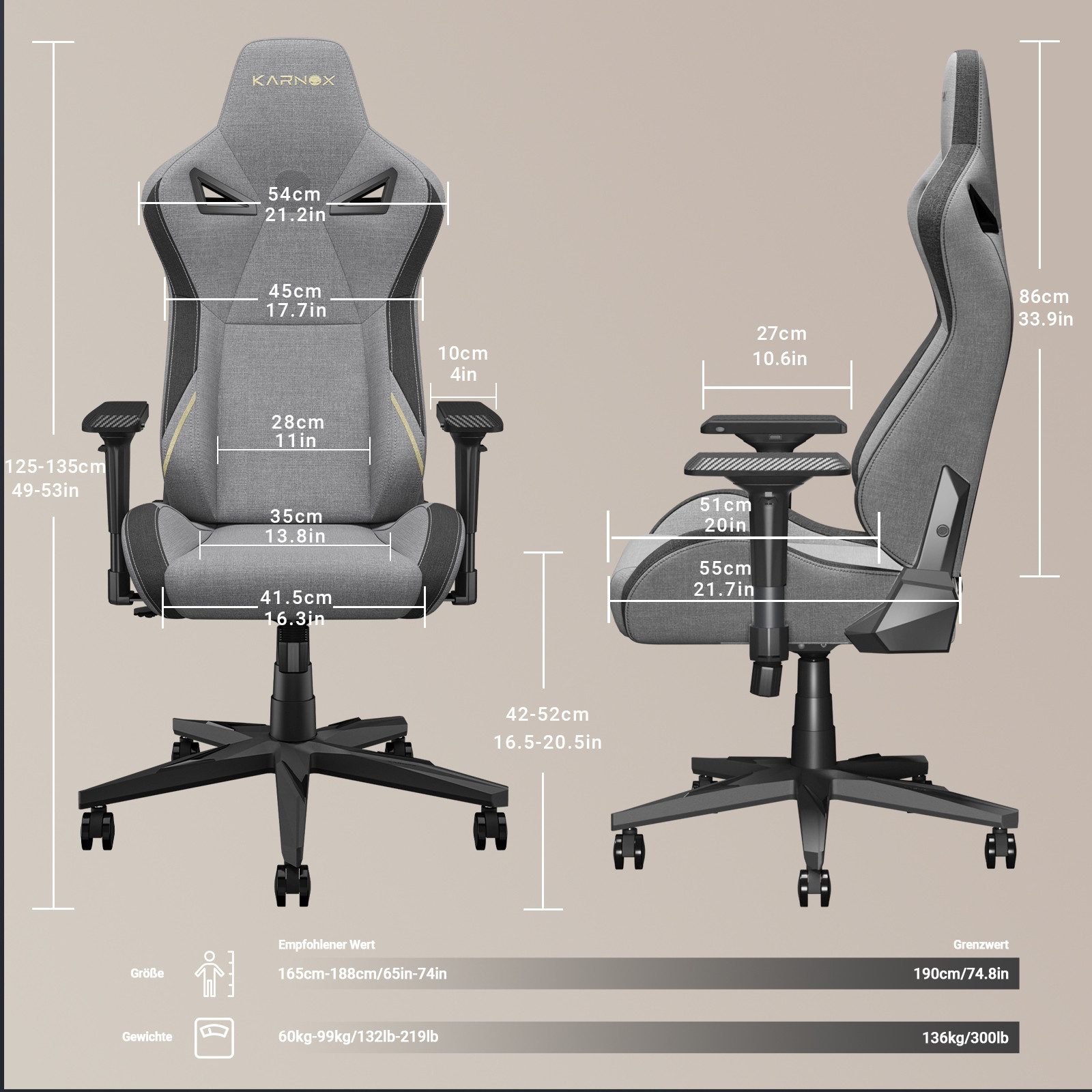 KARNOX Gaming-Stuhl Legend (Einzelstuhl), Ergonomischer Stuhl mit 4D Armleh günstig online kaufen