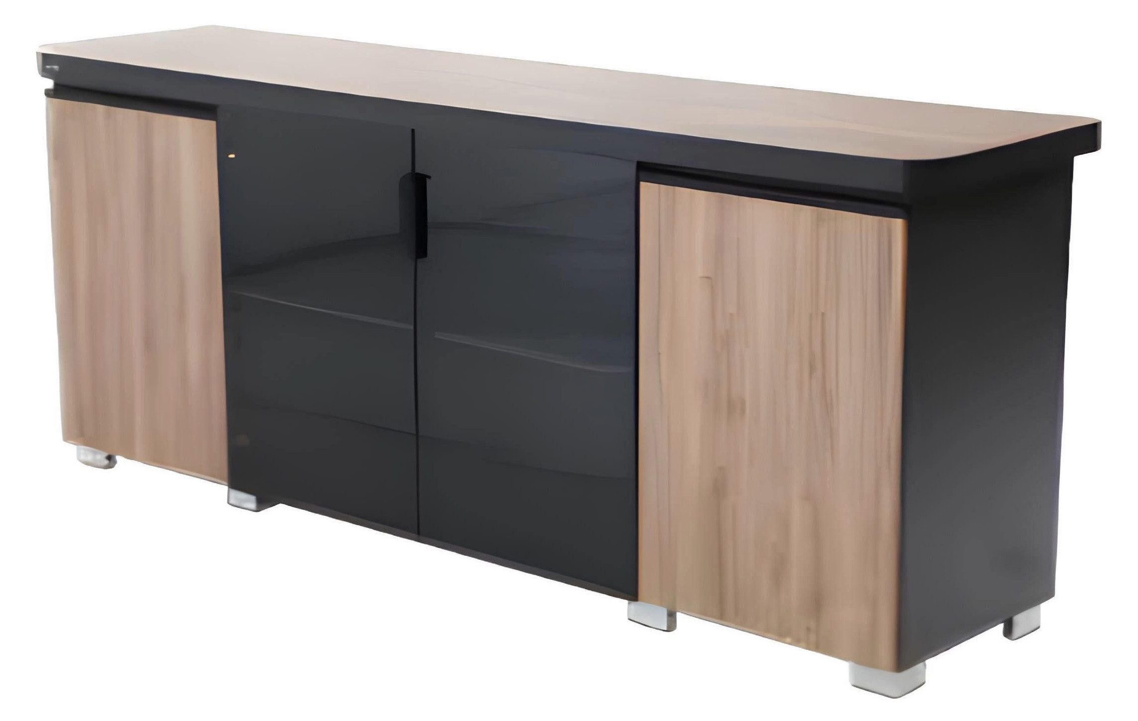 Aktenschrank Eleganter Büroschrank in Braun-Grau Luxus Möbel Holz Arbeitsplatz