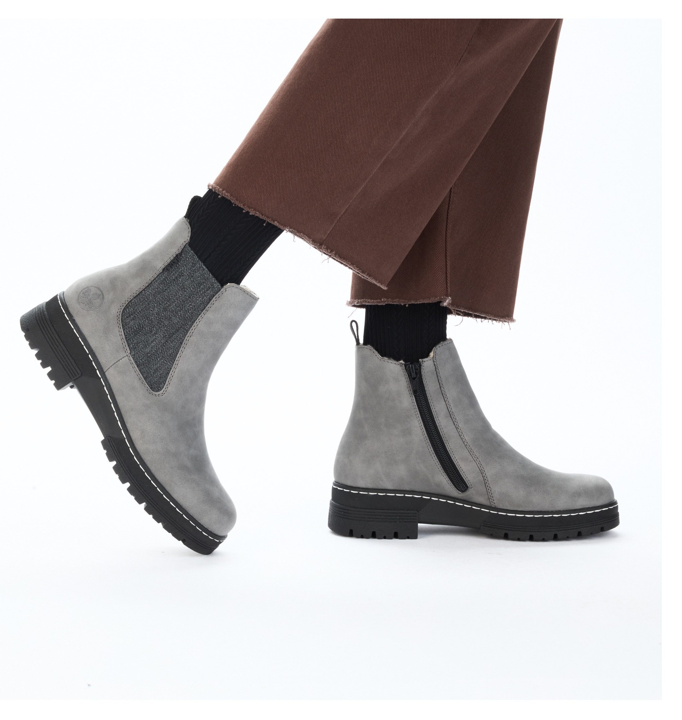 Rieker Chelseaboots Winterstiefelette, Winterboots, Blockabsatz, mit Stretcheinsatz