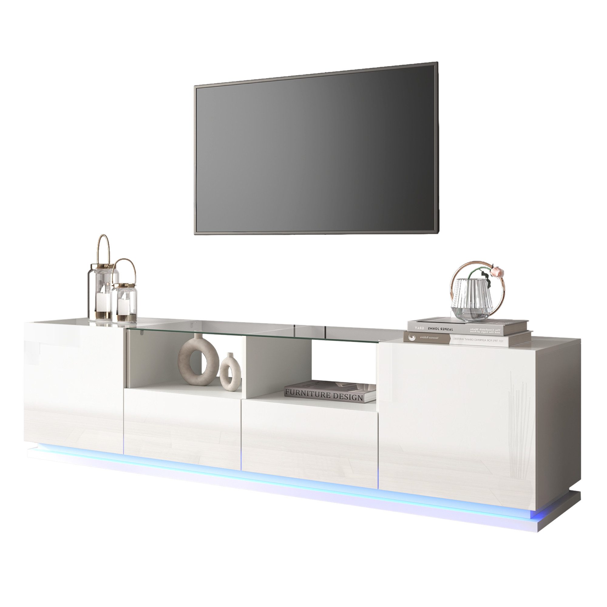 Merax Lowboard Hochglanz TV-Schrank mit LED, günstig online kaufen